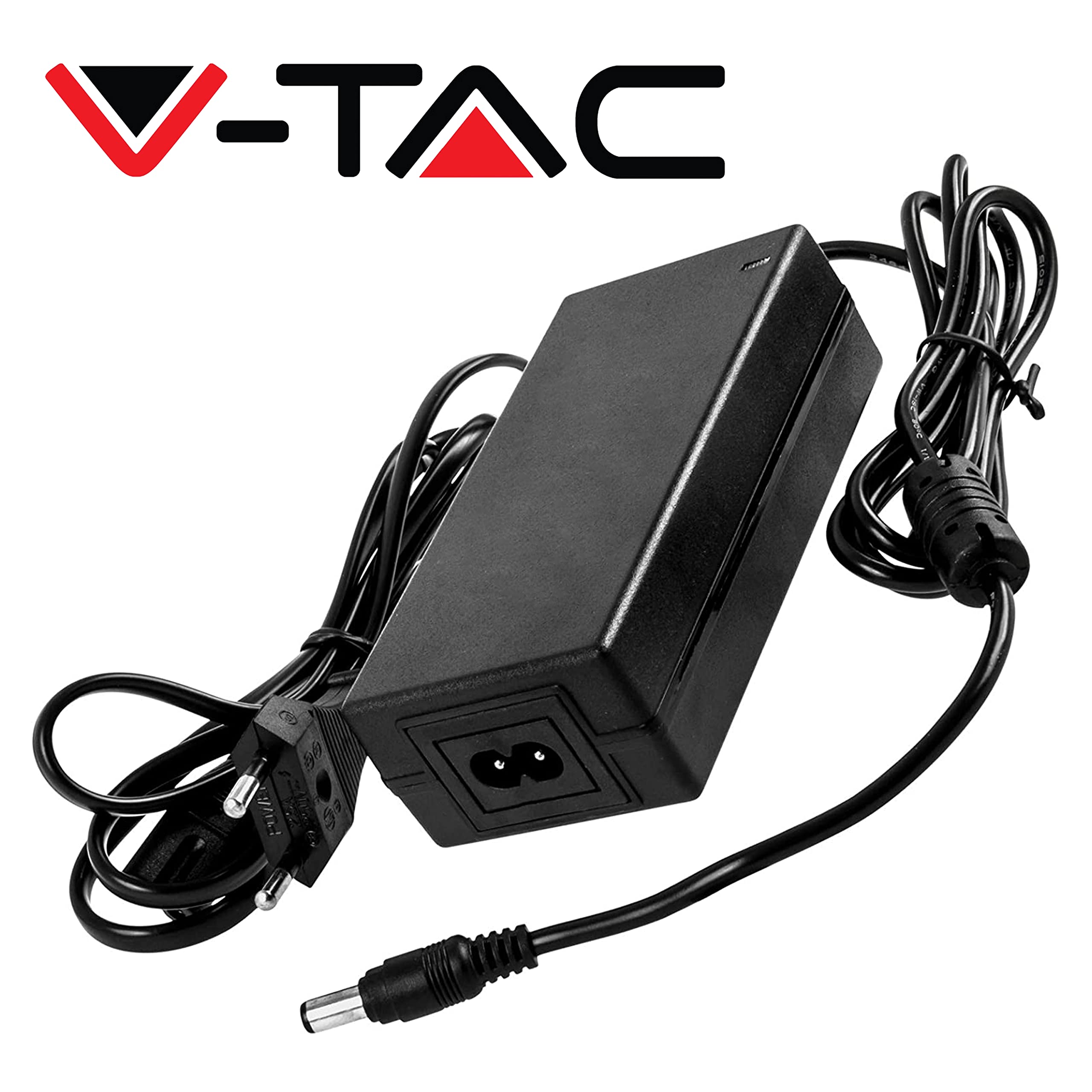 V-TAC Zasilacz 12V 60W 5A z gniazdem 2.1 dla Kamer, Paski LED, Modem - Transformator 12V Plug&Play z wtyczką Prąd Domowy dla Ekrany, Sprzęt elektroniczny - Wejście AC 100-240V