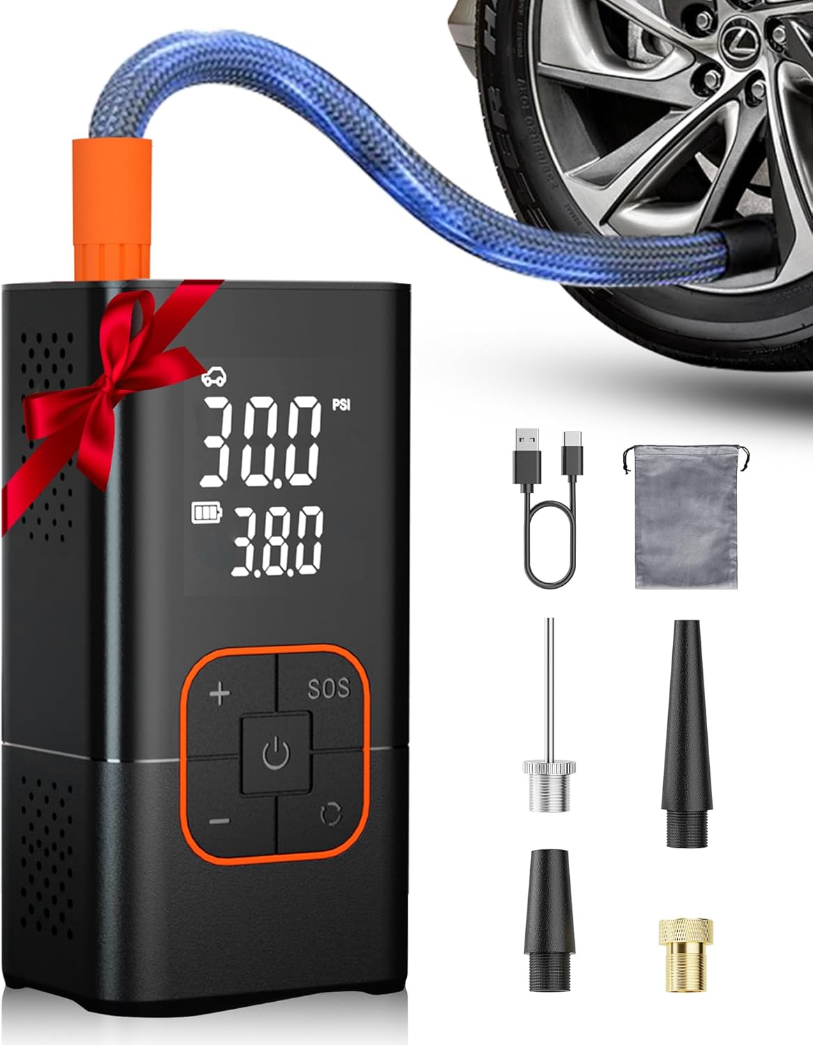Tire Inflator Portable Air Compressor - 20000mAh &150PSI Air Pump for Car Tires, Portable Air Compressor with Digital Tire Pressure Gauge, Cordless Electric Bike Pump for Inflatables, Motorcycle, Ball