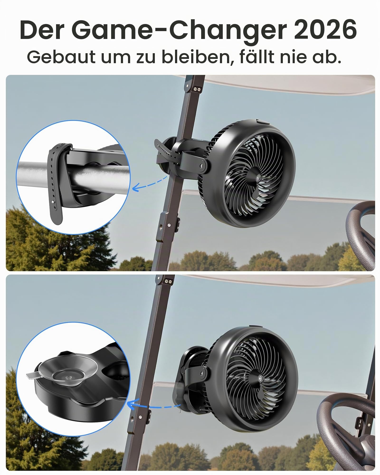 Koonie 10000 mAh batteriebetriebener Nebelventilator mit Clip, tragbarer 20,3 cm Nebelventilator für den Schreibtisch mit max. 48 Stunden Laufzeit, 3 Geschwindigkeiten, 2 Sprühmodi, 200 ml Tank für