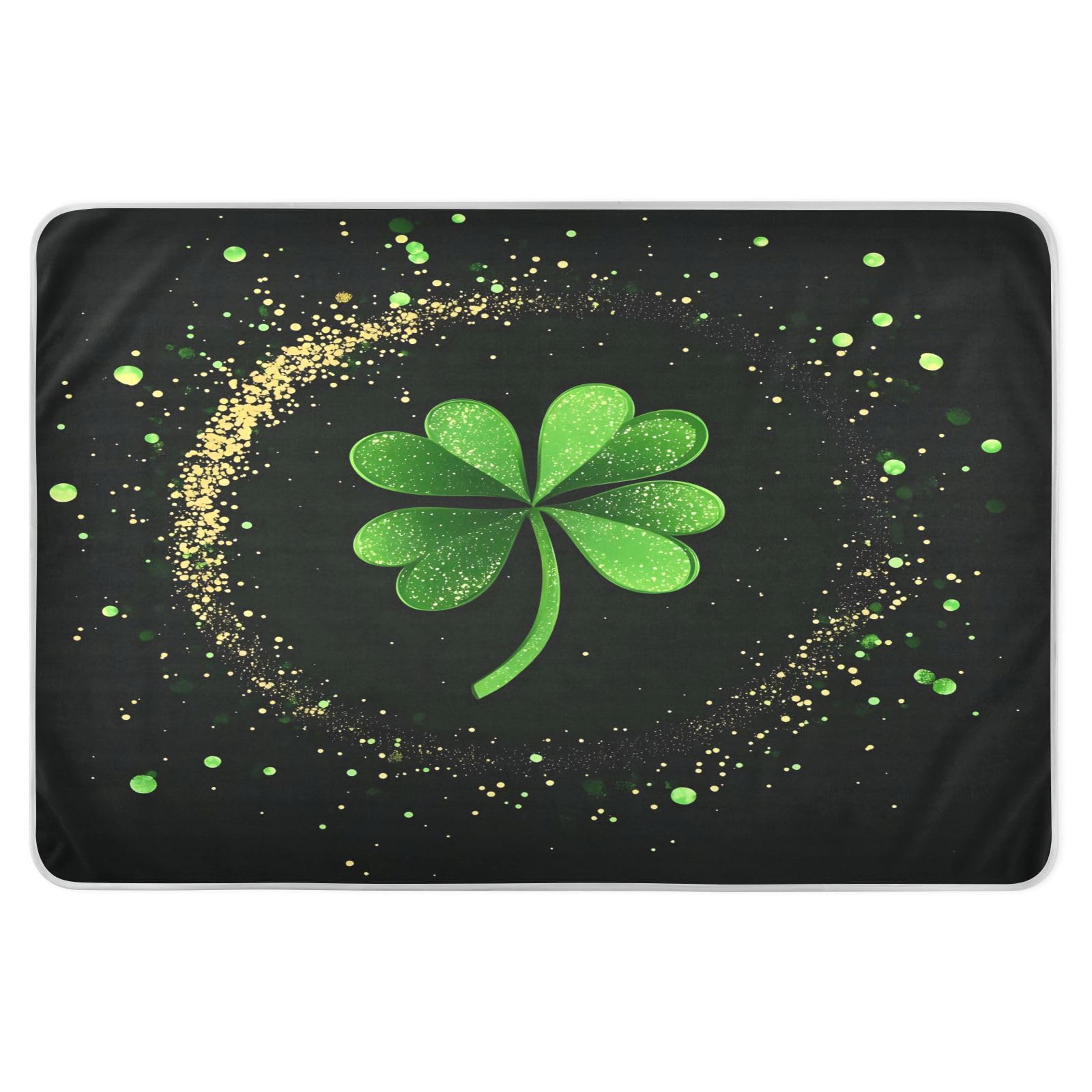 BOESI Doodle St. Patrick's Day Shamrock Pattern Waterproof Pads for Bedwetting and Incontinence, Reusable Pads, Reusable Diaper Pads for Bed, Sofa, Travel