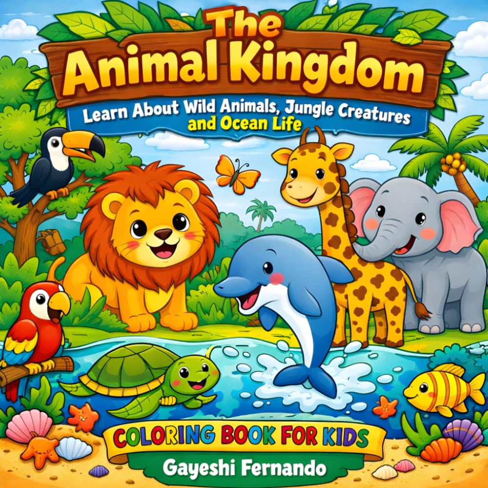 The Animal Kingdom: Learn About Wild Animals, Jungle Creatures and Ocean Life: Discover Lions, Elephants, Dolphins, Birds and More – A Fun Wildlife Learning Book for Curious Kids