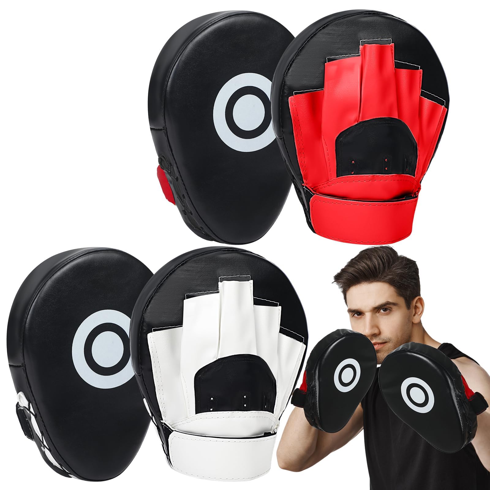 2 Pair Boxing Curved Focus Punching Mitts, Boxing Gloves, Adjustable Strap Boxing Equipment, Athletes Boxing Pad, Sparring Training Gear, Target Strike Shield for MMA Muay Thai Martial Kickboxing