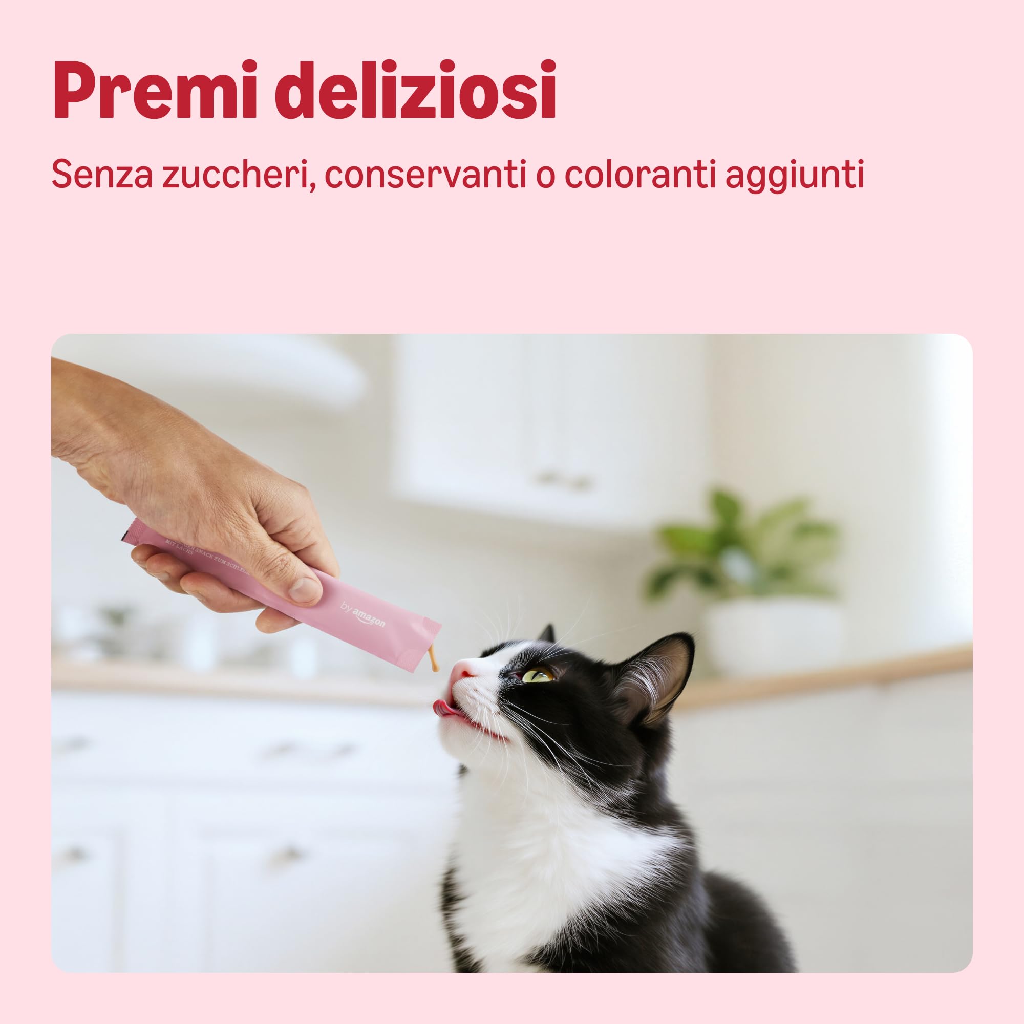 Amazon Snack leccabile per gatti, salmone, 5 x 15 g, 75 g