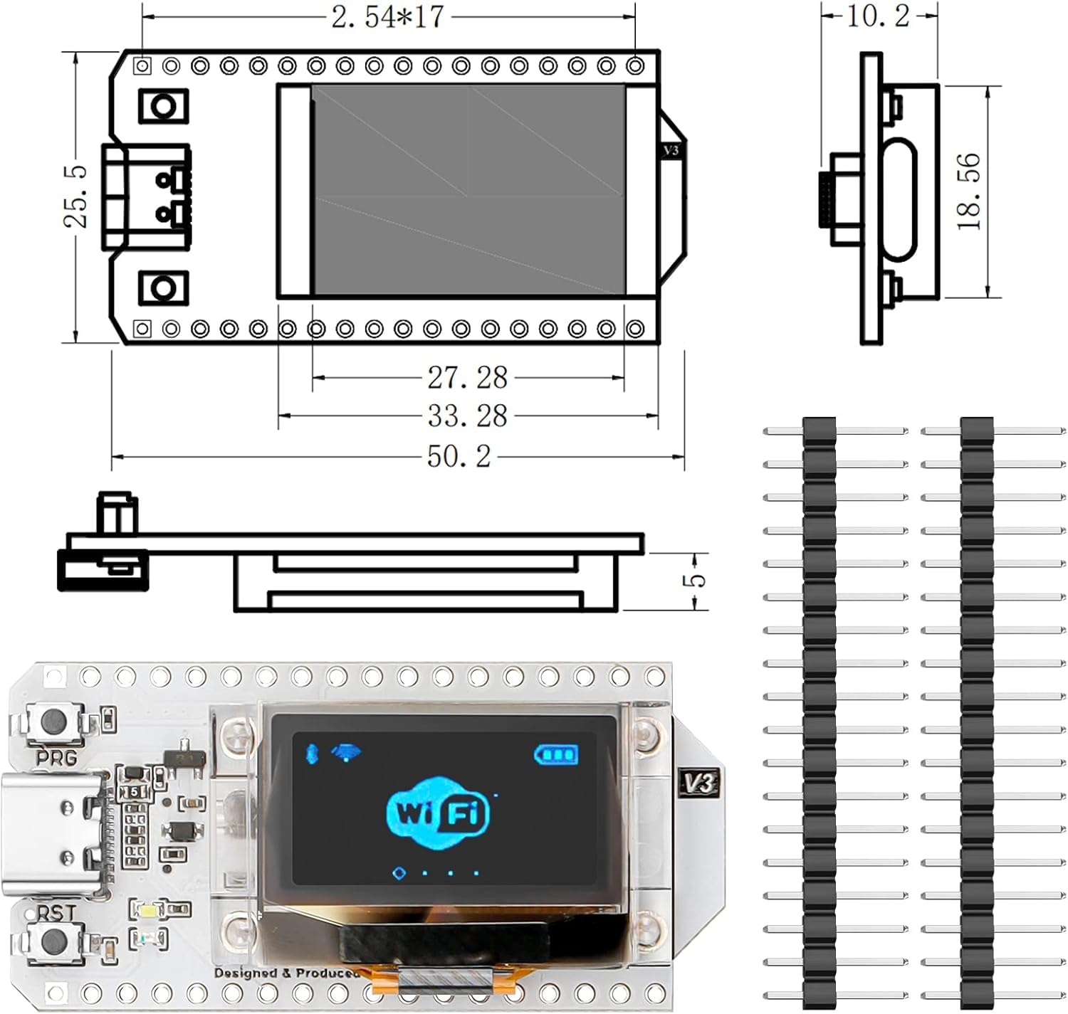 Seamuing Módulo ESP32 OLED Display Tarjeta de Desarrollo WiFi 32 Bajo Consumo de energía 240 MHz Dual Core con Chip CP2012 Pantalla 0.96" para Arduino Node mcu