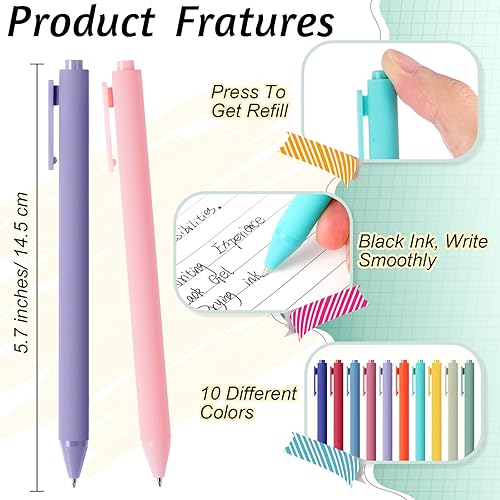 Miniatura 2 de Crtiin 50 bolígrafos de gel de tinta a granel, bolígrafo retráctil de punta fina de 0.5 mm, tinta negra, escritura suave, suministros de oficina