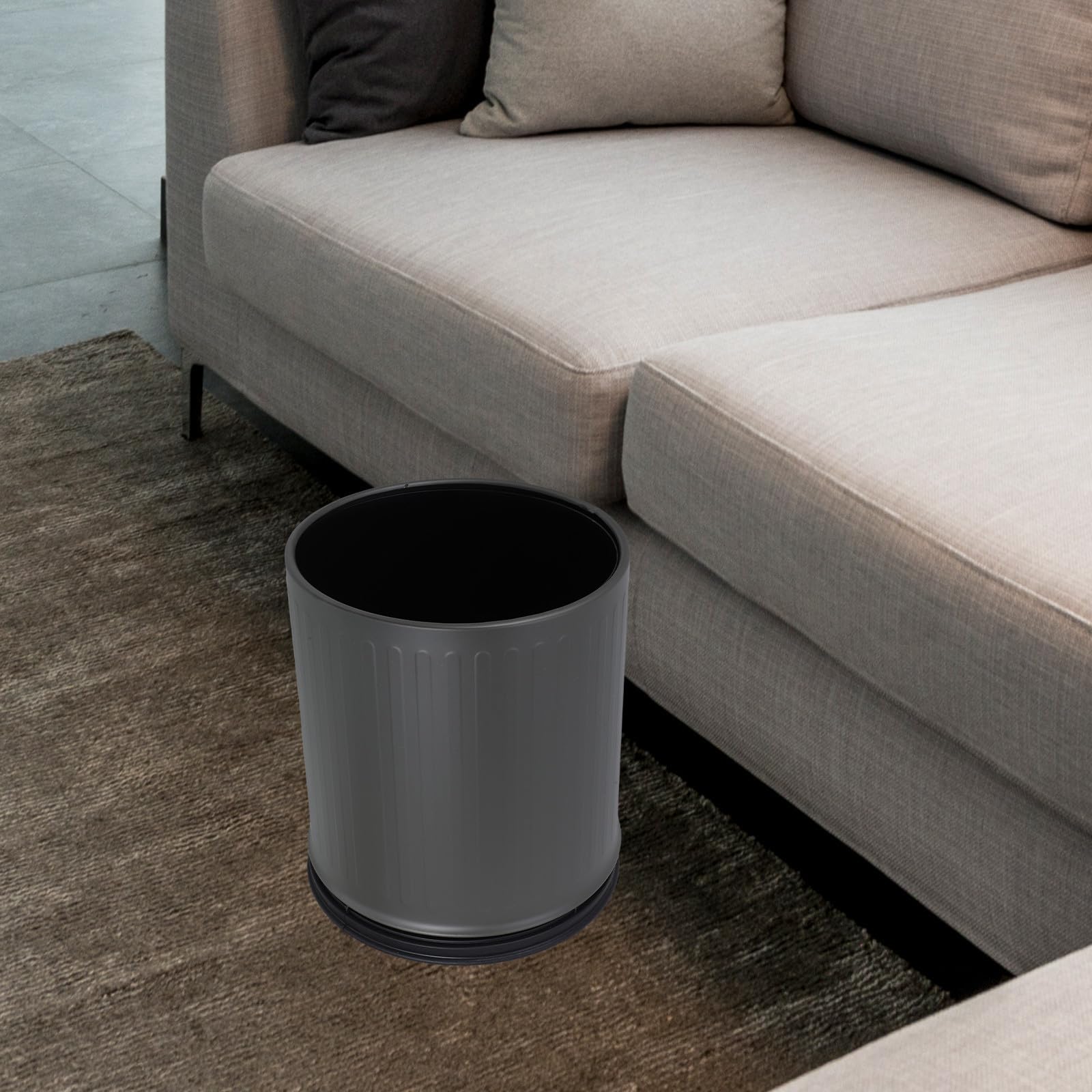 Healeved Papelera sin Tapa de 10 L de Acero al Carbono para Baño