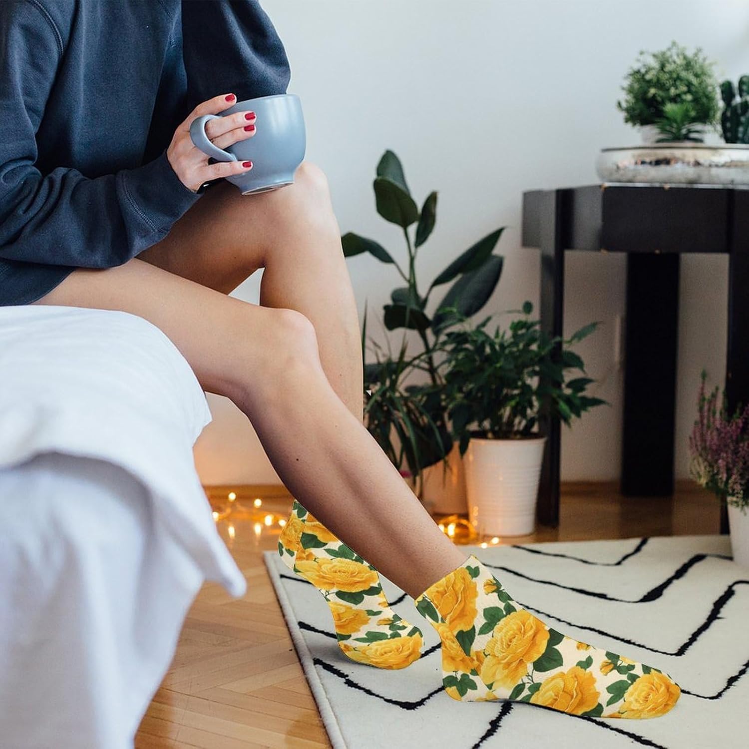 Roses Floral Socks for Men Women 5 Pairs Ankle Socks