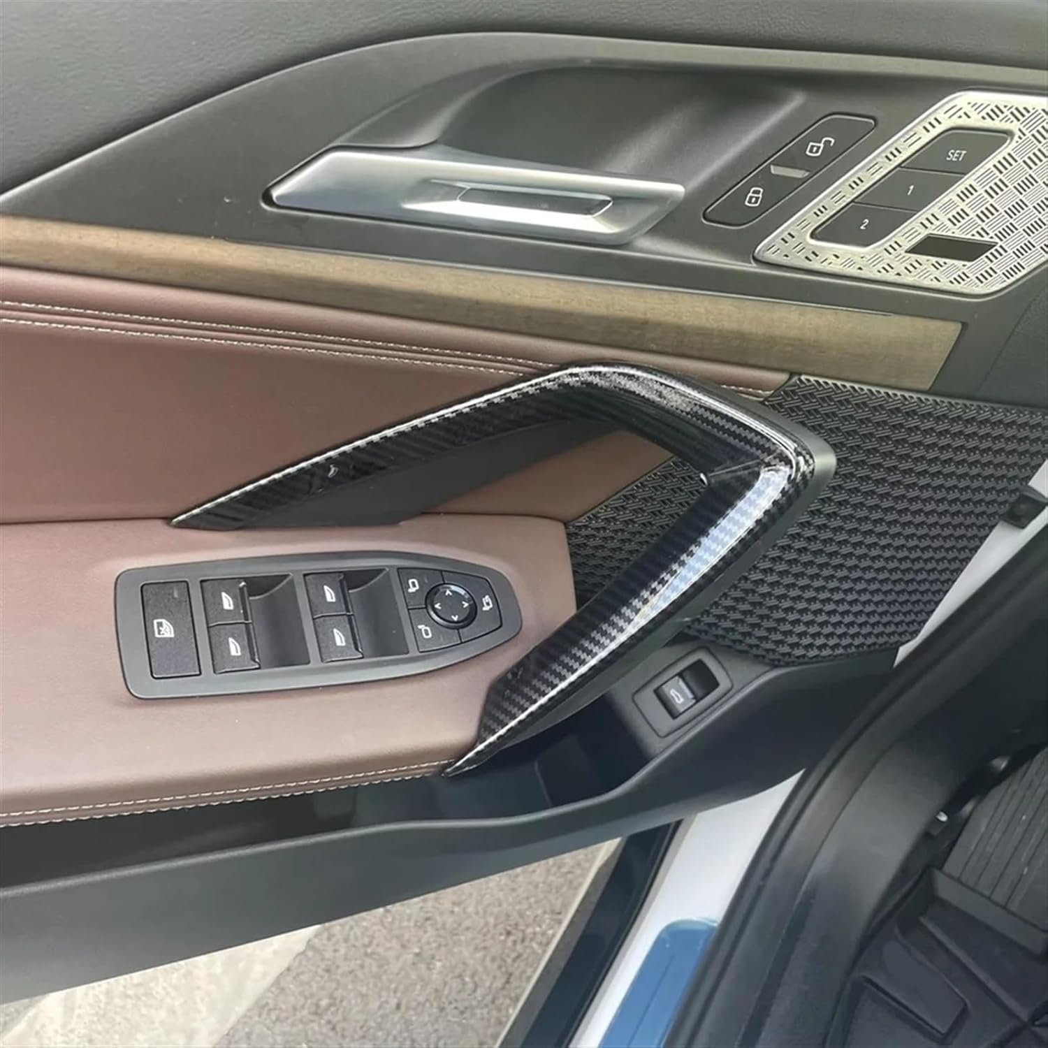 Car Interior Styling for BMW for X1 for U11 2023 2024 Car Inner Door Handle Cover Molding Trim Decoration Interior Accessories ABS Carbon Car Interior Cover Trim