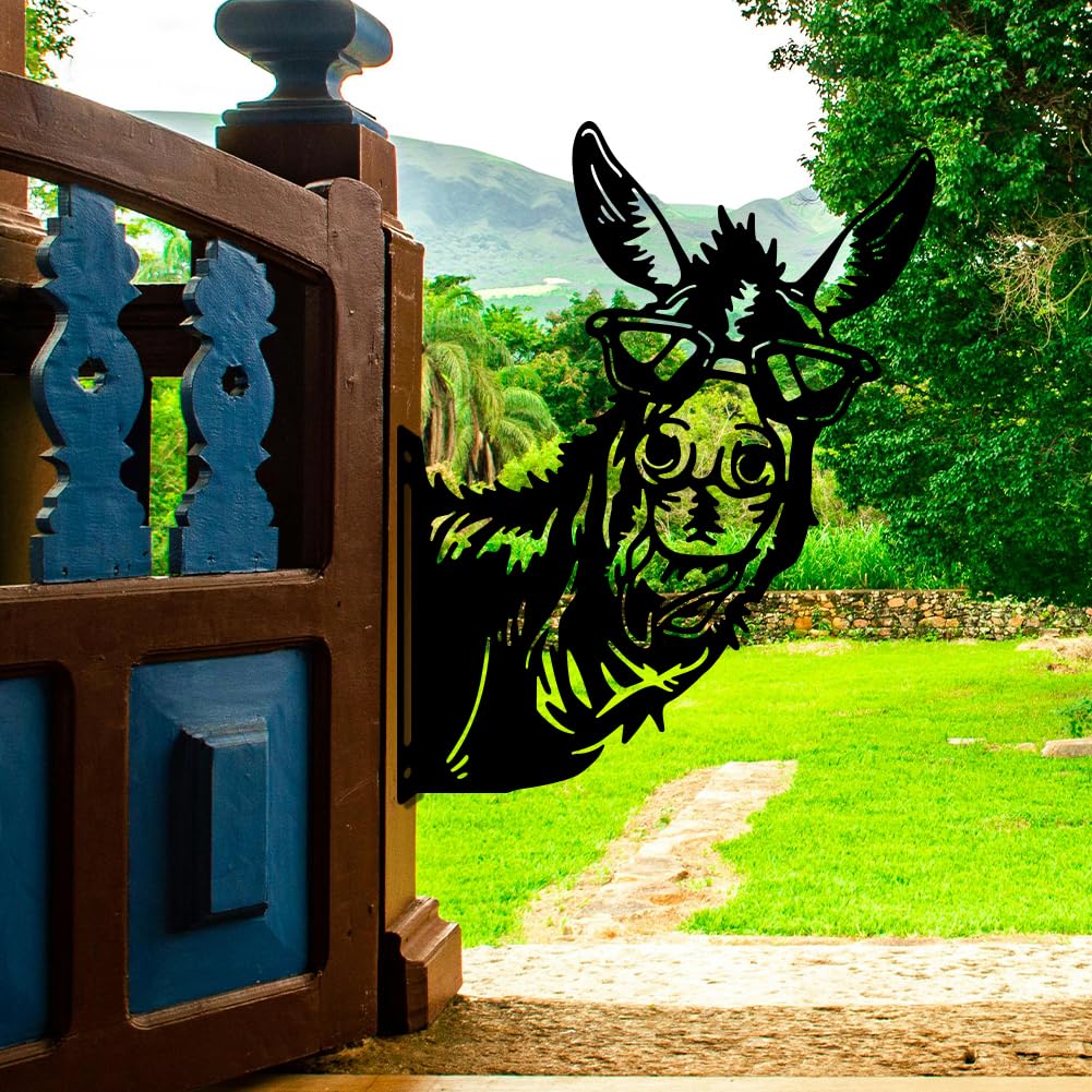 WADORN Âne Voyeur Représentant Jardin Décoration en Métal Noir Silhouette Drôle Clôture Décoration Extérieure pour Ferme Cour