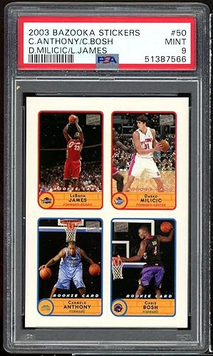 Carmelo/Bosh/Lebron James Rookie Card 2003-04 Bazooka Stickers #50 PSA 9