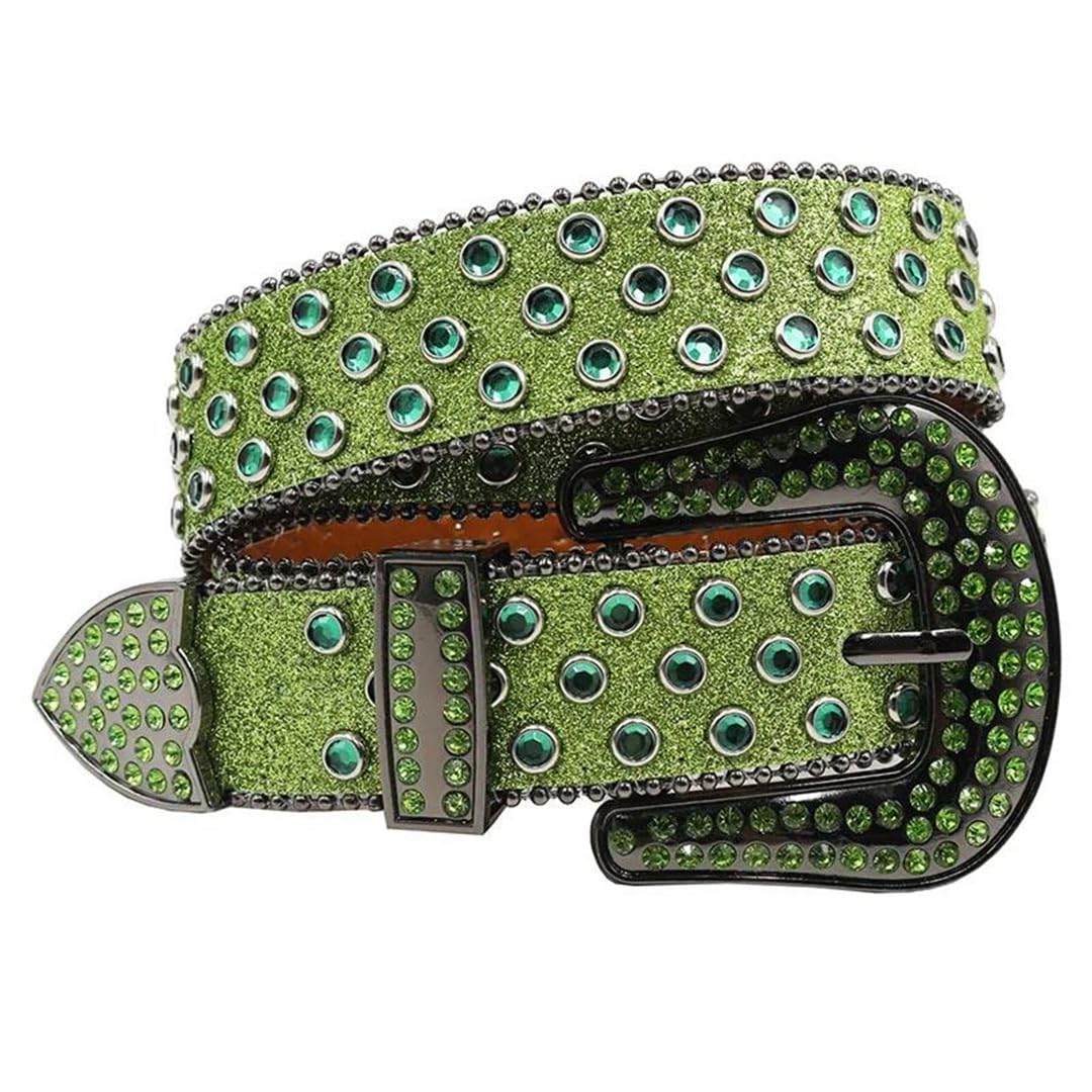 Cinturón de piel suave con diamantes de imitación para mujer, unisex