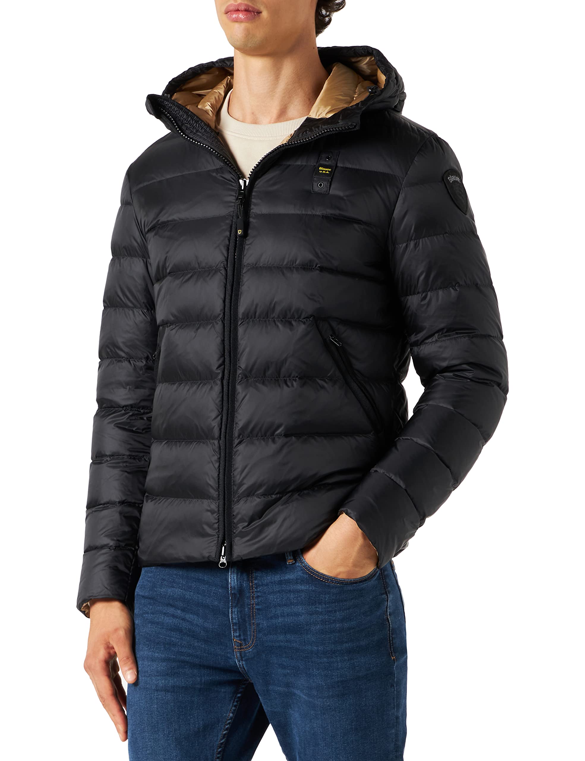 Blauer Giubbini Corti Imbottito Piuma Giacchetto Uomo XXL 999tt Nero Int. Biscotto