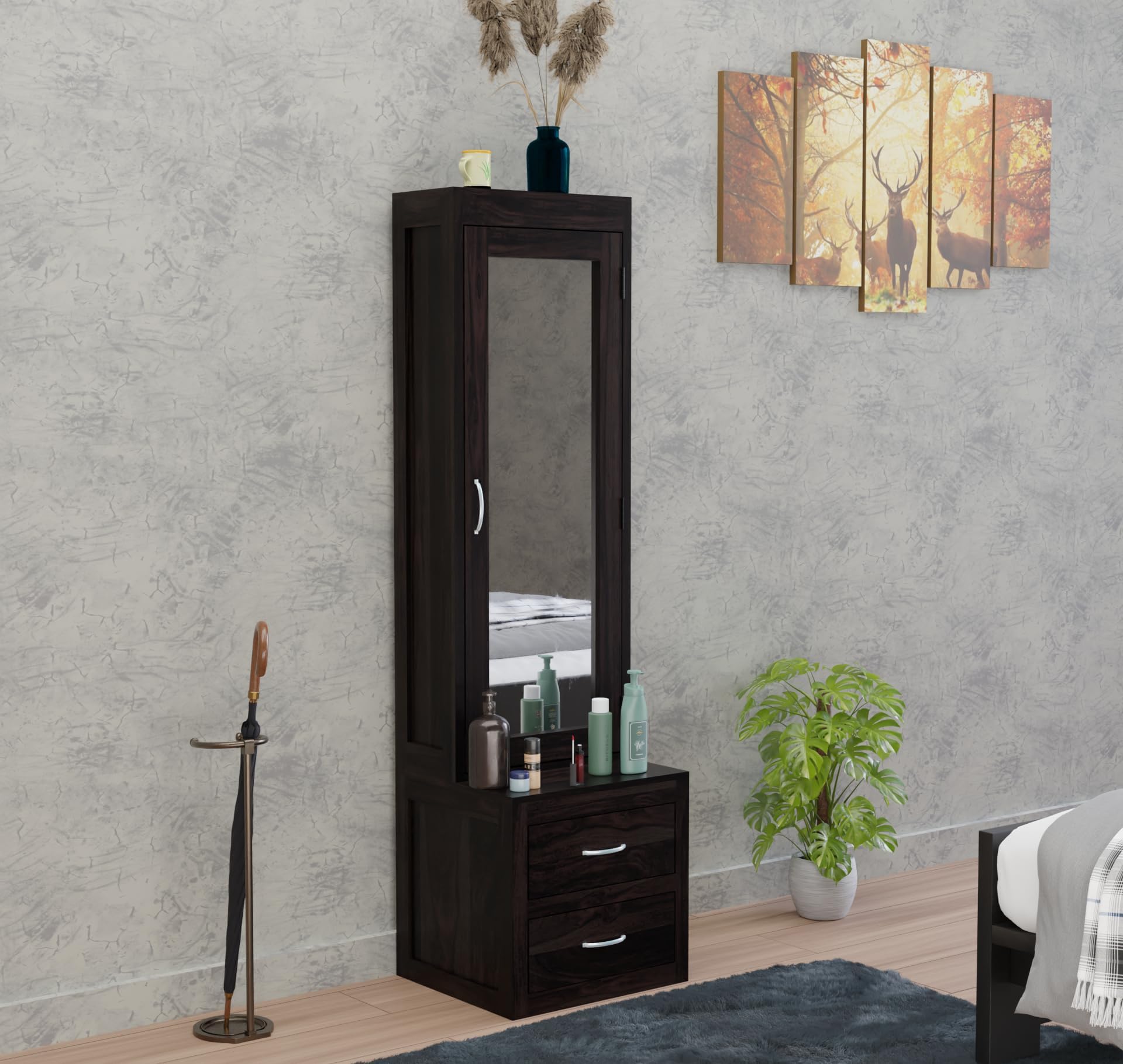 Solid Wood Dressing Table for Bedroom with 1 Drawer, Mirror