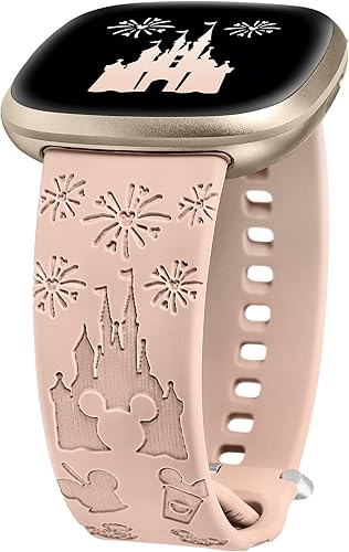 Correa grabada de dibujos animados compatible con Fitbit Versa 4Versa 3Sense 2Sense Bandas para mujeres y hombres, correas de repuesto de silicona