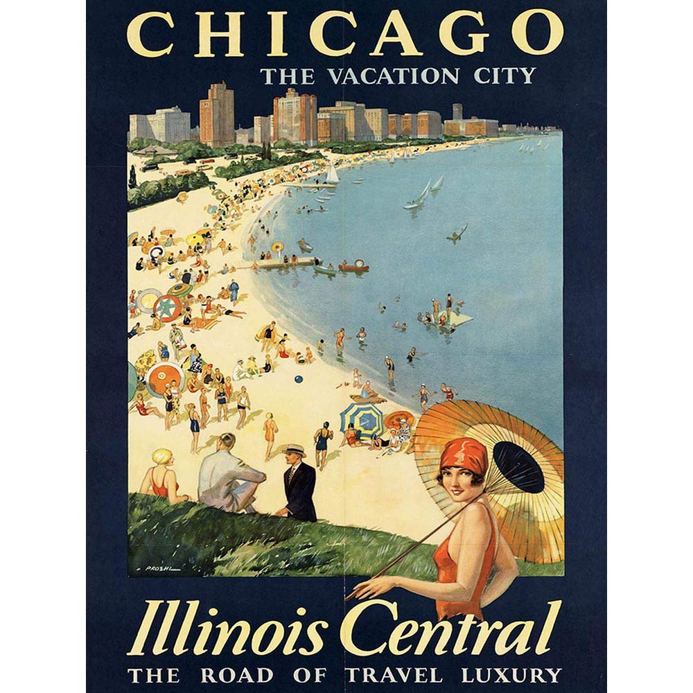 Wee Blue Coo Travel Tourism Chicago Illinois USA Beach Lake City Art Print Poster Wall Decor 12X16 Inch