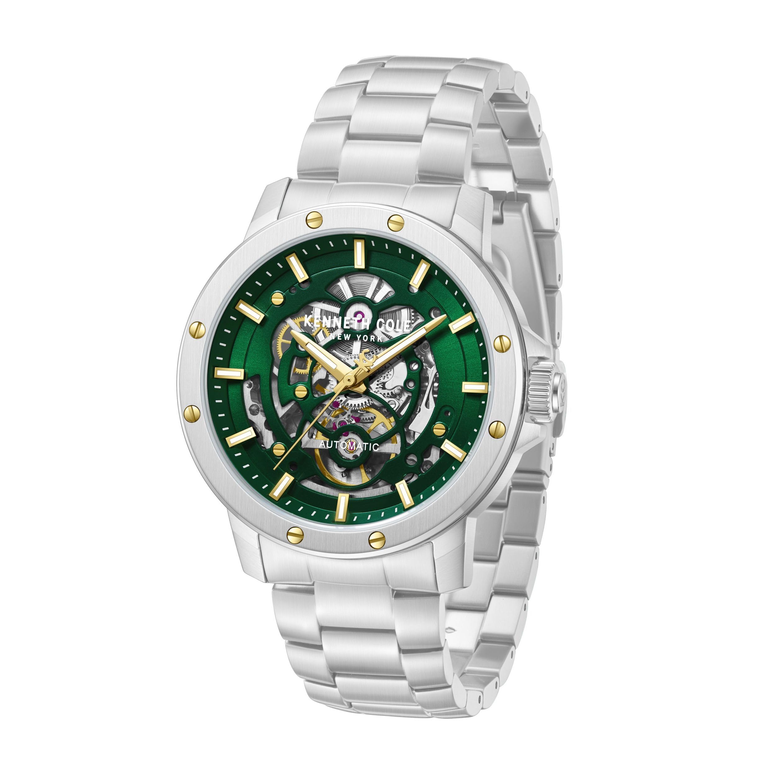 Kenneth Cole - Automatic watch Harrison - Automatic movimento dell'orologio - Larghezza della cassa: 44 mm - Acciaio inossidabile - Green - 5 ATM