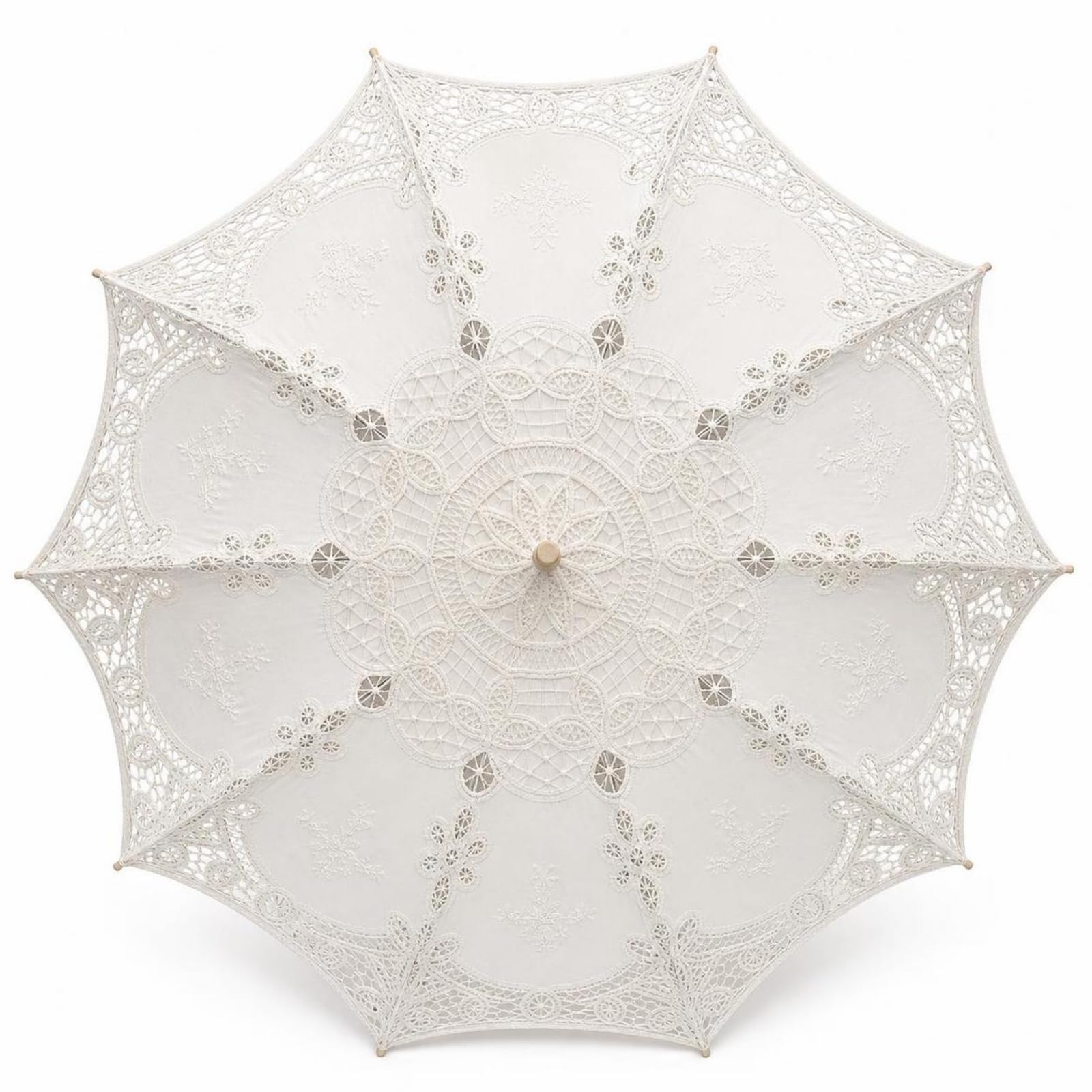 MERIGLARE Parapluie En ntelle Romantique, 45 Cm × 10 Baleines, Beige