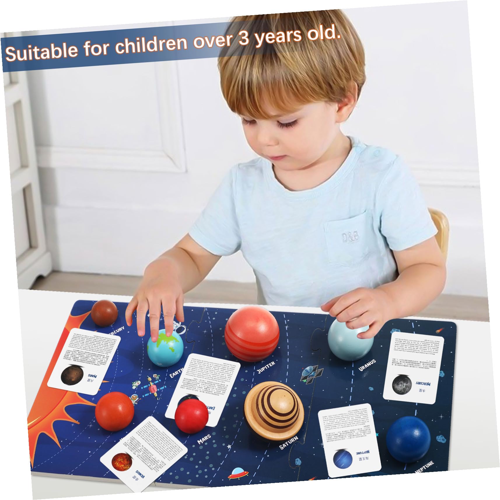 Abaodam Rompecabezas Superficie Lisa para Niños del Sistema Solar de Madera Modelo Educativo y Diseño Elaborado de Planetas Adecuado para Aprendizaje Espacial