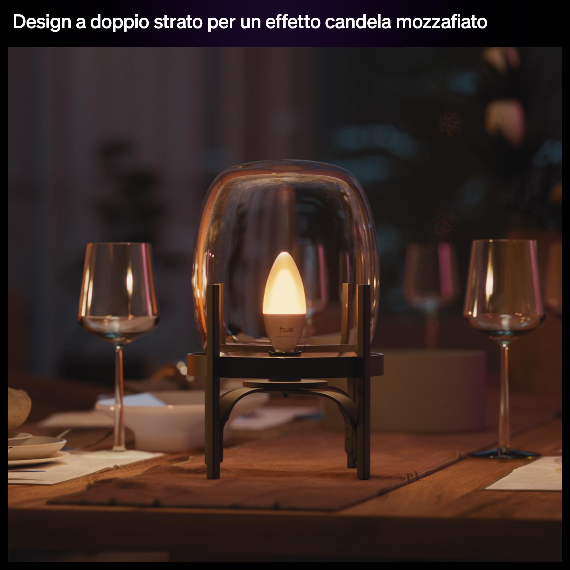 Philips Hue Lampadina candela E14, Confezione da 3, Bianco | 500 lm, Spettro completo 1000 K-20000 K, Smart Home, Regolazione ultrafluida, Tecnologia Chromasync, Controllo wifi