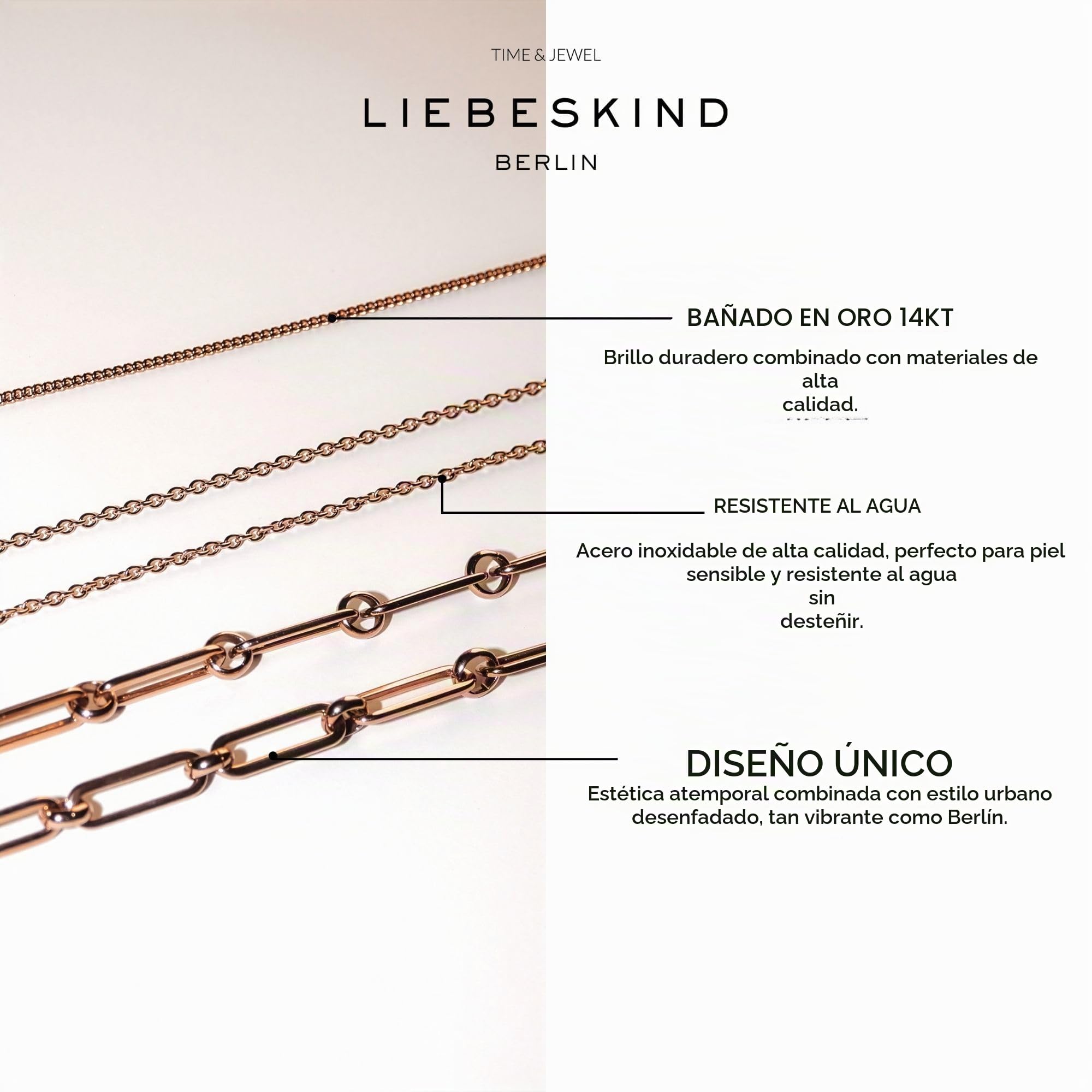 Liebeskind LJ-0417-B-21, Pulsera cadena Mujer, Oro, 16 centimeters