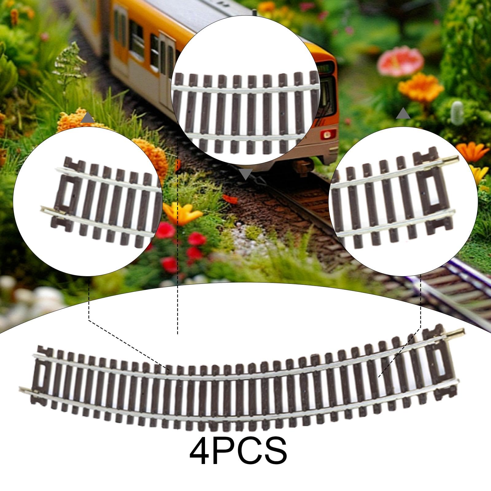 Lot de 4 Pièces de Rails de Train Miniatures à L'échelle Ho pour Activités de Bricolage Au 1:87, 25 Cm X 2.8 Cm