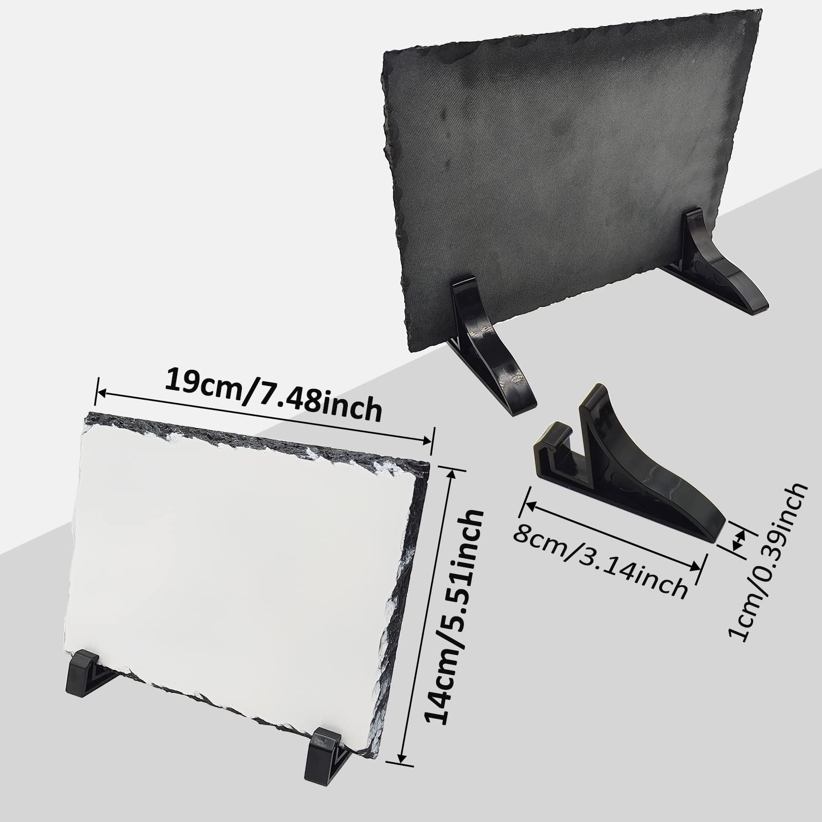 Sublimation Blank Slate Rock Stone Photo Frame, DIY Heat Transfer Picture Frame with Display Holder Personalized Customized Photo Frame Novelty for Heat Press Machine, Wedding, Birthday (2 PCS)
