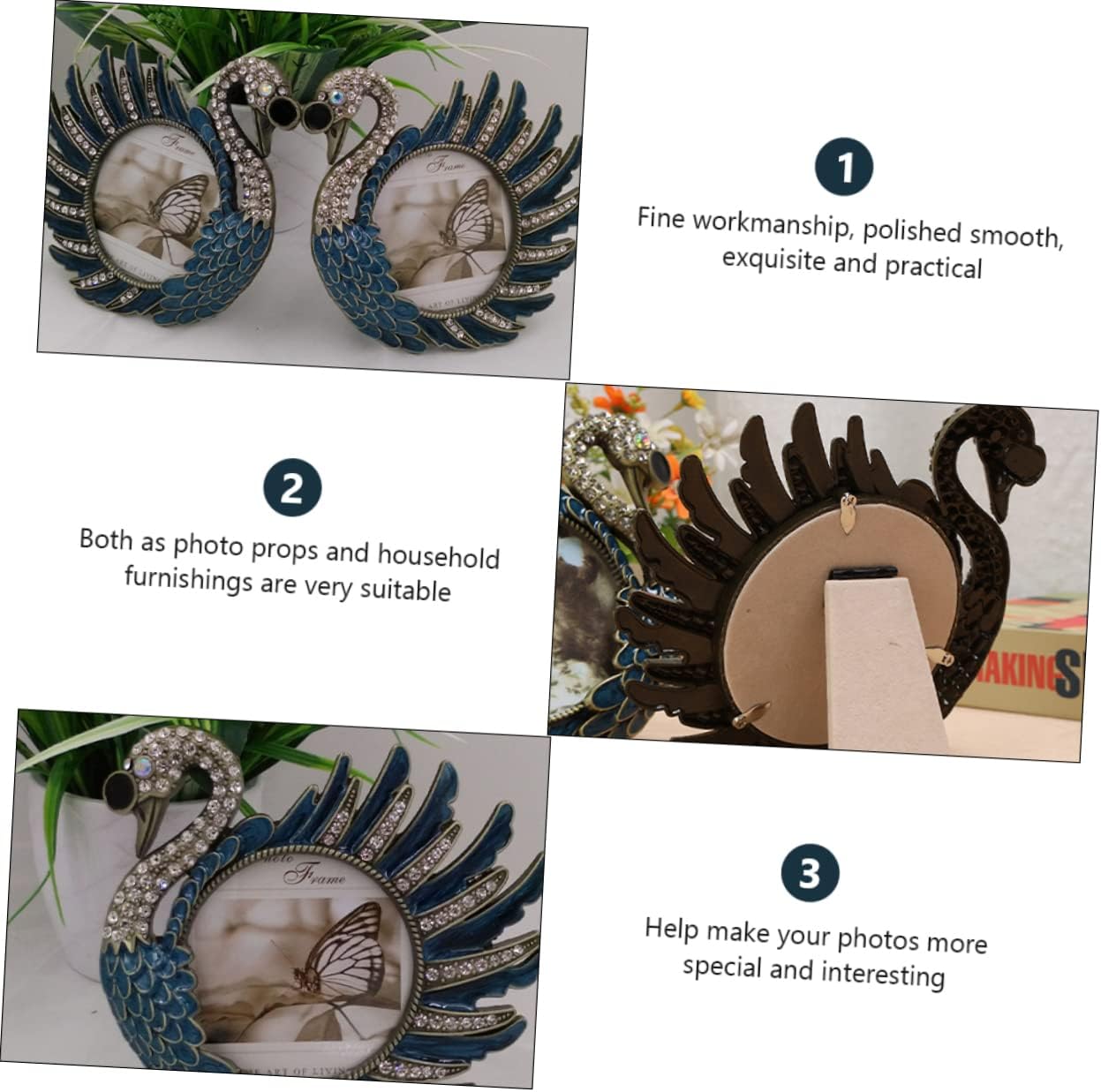 1ピーシースワン型メタルフォトフレーム レトロデザインの装飾用