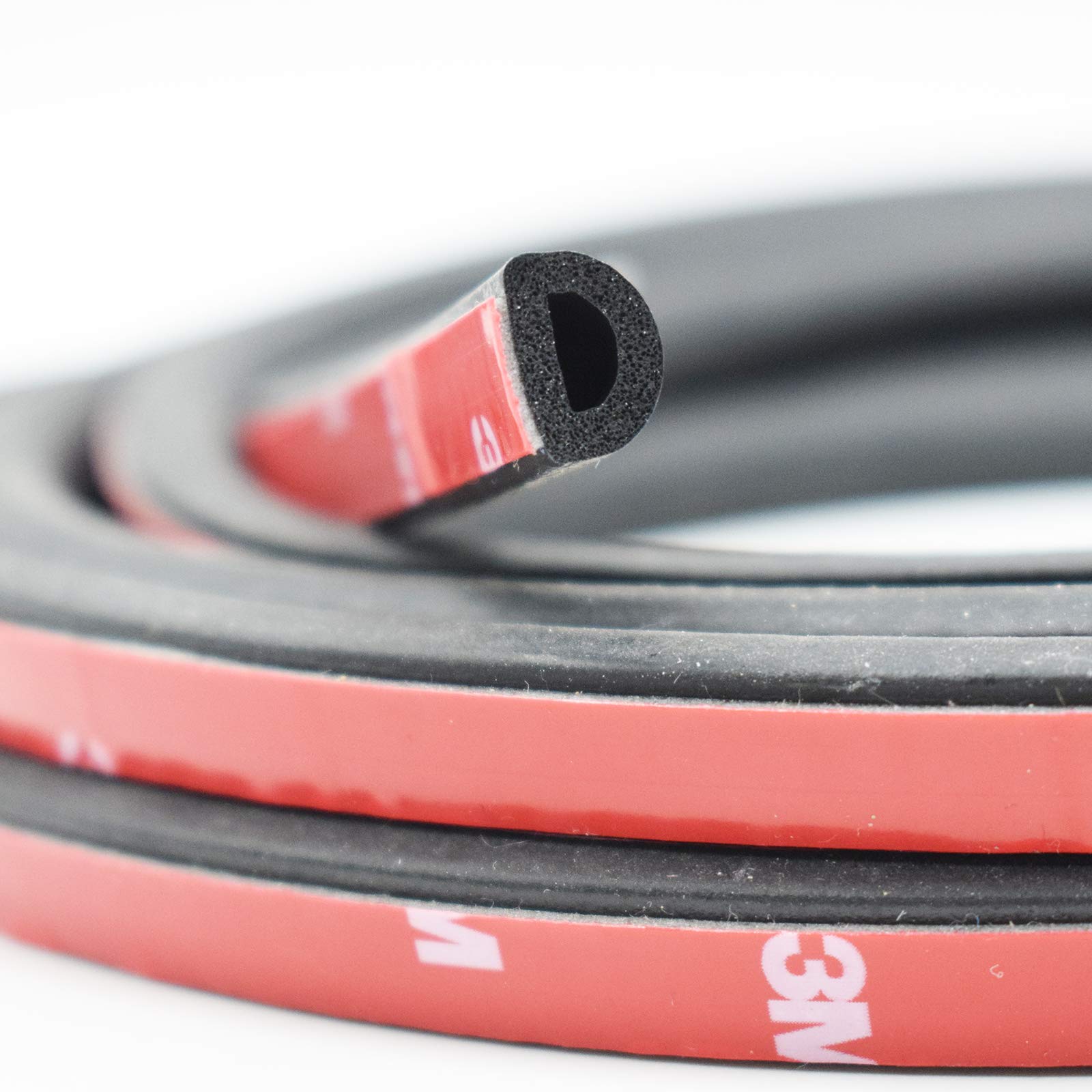 CORINTH 20Ft Weather Stripping 3/8"W X 1/4"T Universal Car Door Seal Strip Automotive Weather Stripping Self-Adhesive D Shape EPDM Rubber Seal for Front Rear Door Hood Trunk Lid