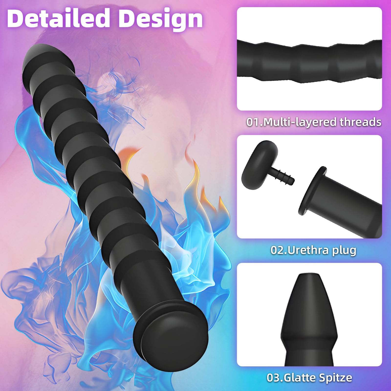 Set 5 Dilatatori per Pene in Silicone Cavo Antiscivolo Plug Uretrale per Masturbazione Maschile Stimolazione Prostata Giocattoli Sessuali BDSM