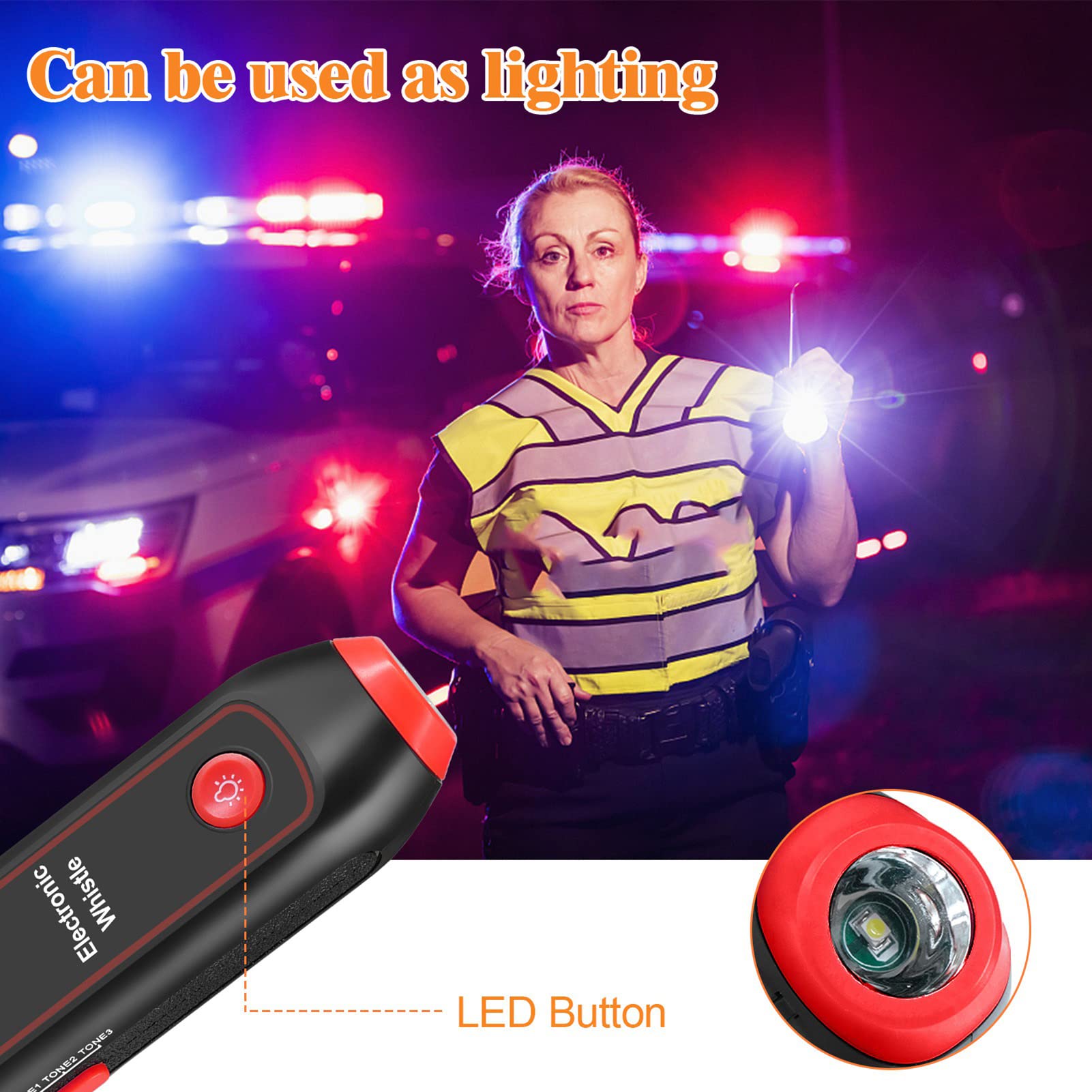 Electronic Whistle, Battery Operated 3 3 Volume Level Blow Whistle with LED Light Lanyard High Volume Emergency Whistle for Referees Soccer Sports Whistle Gift (Red)