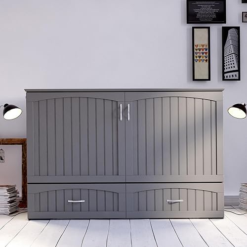 Miniatura 5 de AFI, Southampton Murphy - Cómoda de cama tamaño Queen con colchón de 6 pulgadas, cajón de almacenamiento y cargador USB integrado, color gris