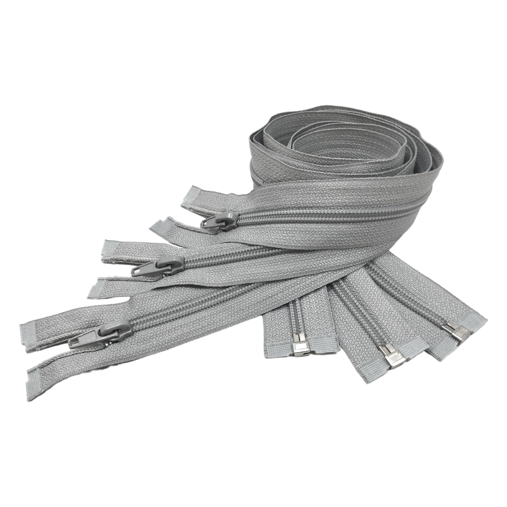 Pack of 3 Open Nylon Zippers n.5, Available in 16 Colours and 14 Sizes