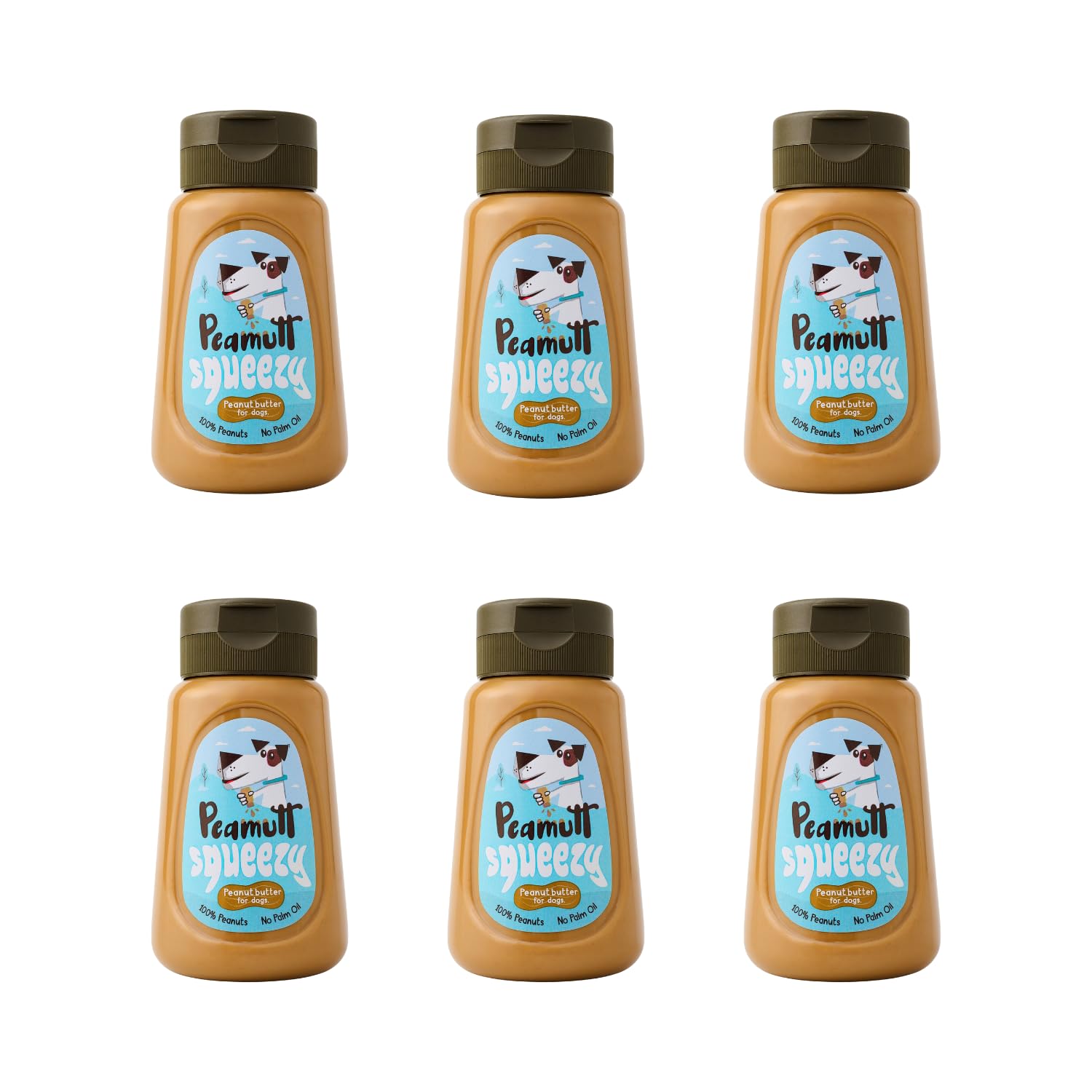 Peamutt Squeezy Peanut Butter Dog Treat 6x320g - Natural Dog Treat, High Protein, No Added Salt, Sugar or Palm Oil, Smooth Texture for Licki Mats & Stuffed Toys, Healthy Snack for All Dog Breeds