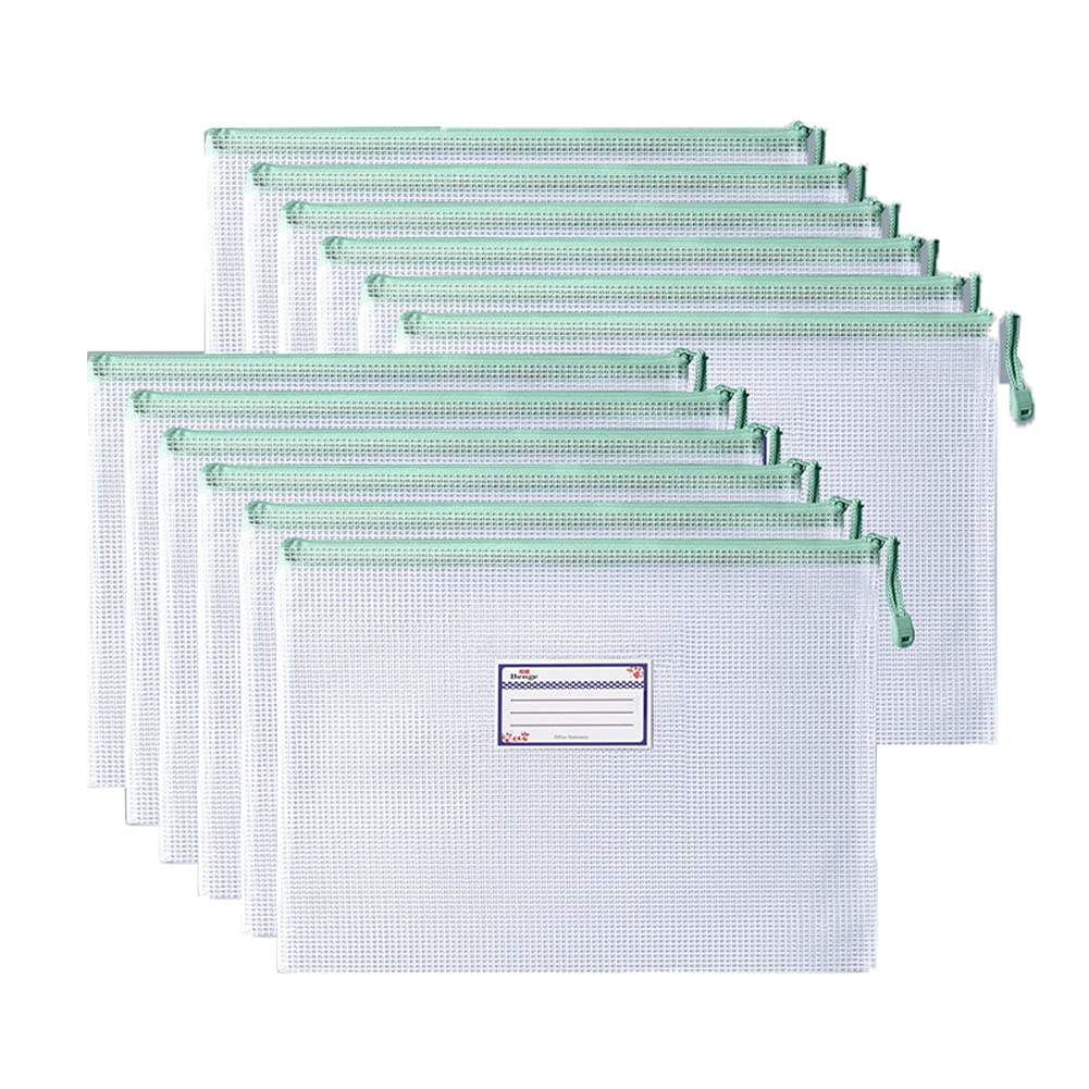 Lot De 10 Pochettes Plastique Zippées Avec étiquette - Formats A4/A5/A6, Imperméables - Pour Bureau, école, Factures