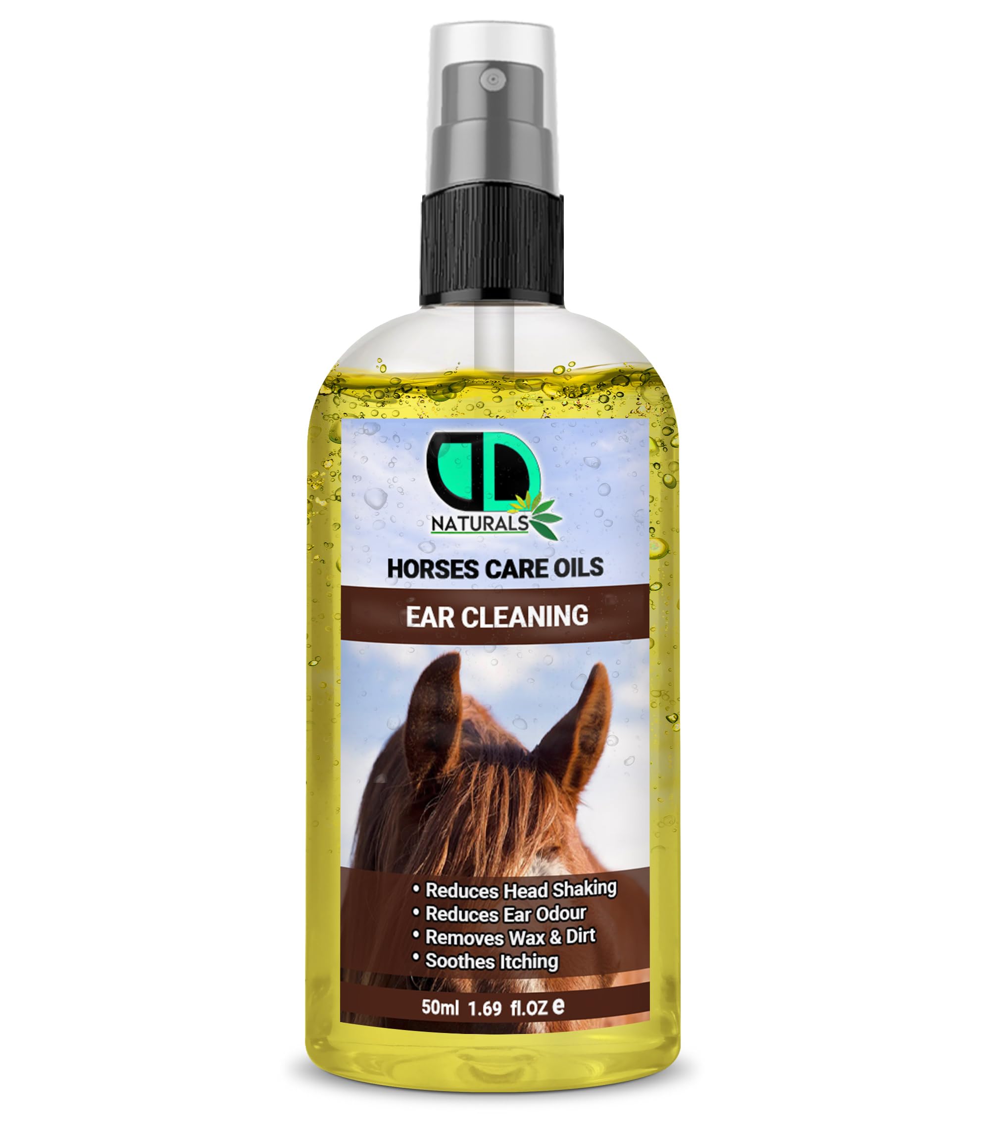 DD teck Horse Ear Cleaning Care Oil | Reduce Head Shaking & Ear Odour, Preventing Infections& Maintaining Hearing Health, Identifying Issues & Improving Communication (50ml Spray)
