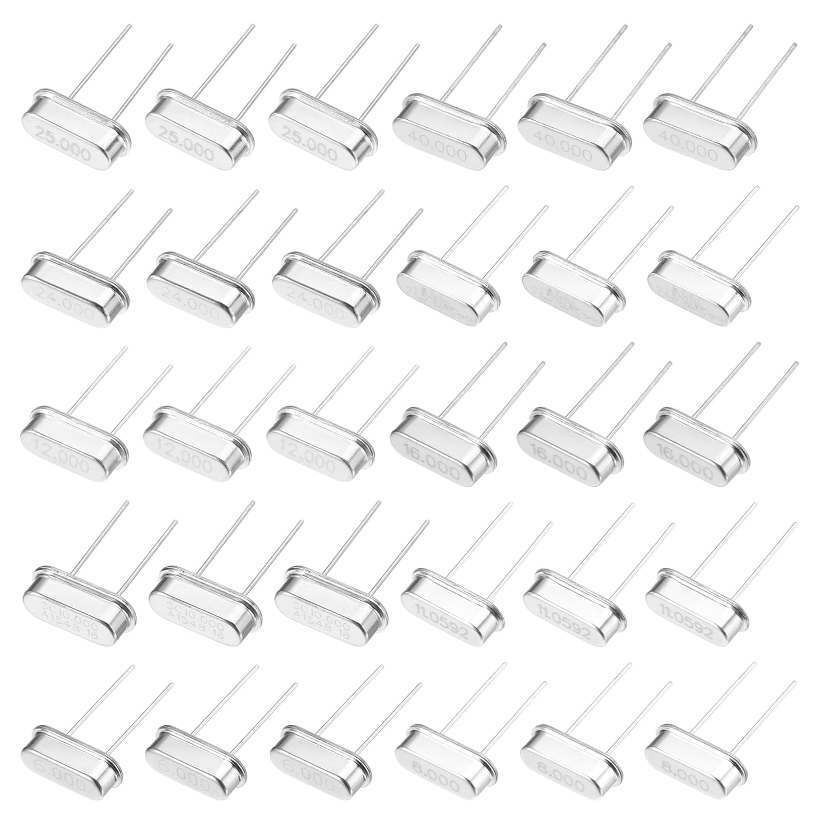 QUARKZMAN 50 Pcs Oscilador De Cristal De Cuarzo Kit De Surtido DIP 2 Pines 6MHz A 40MHz