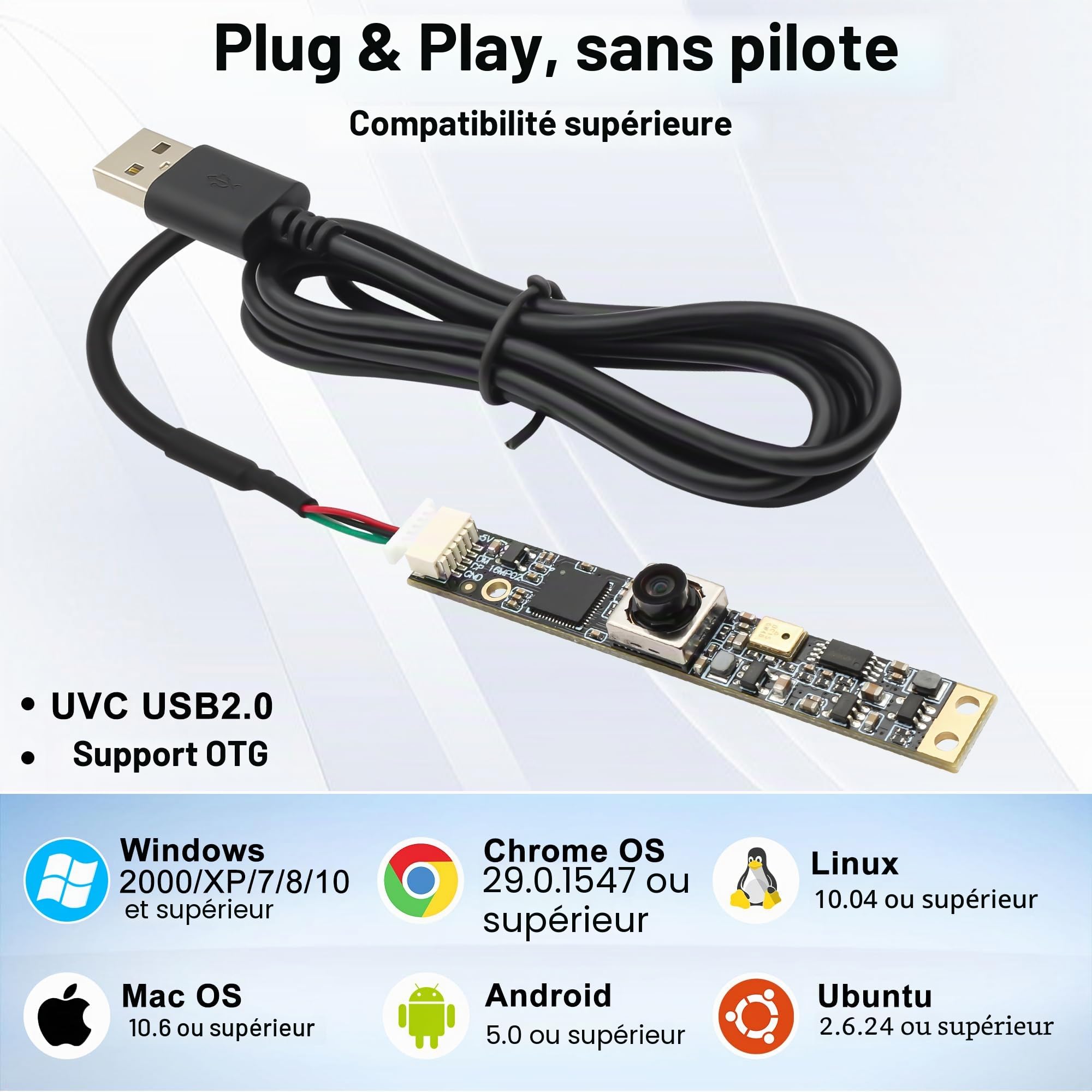 Caméra USB HD UVC 16 MP Lightburm, microphone, zoom numérique 2X, module vidéo Svpro