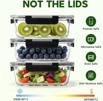 MEETOZ 10 Pack Glass Containers with Lids, Glass Meal Prep Containers