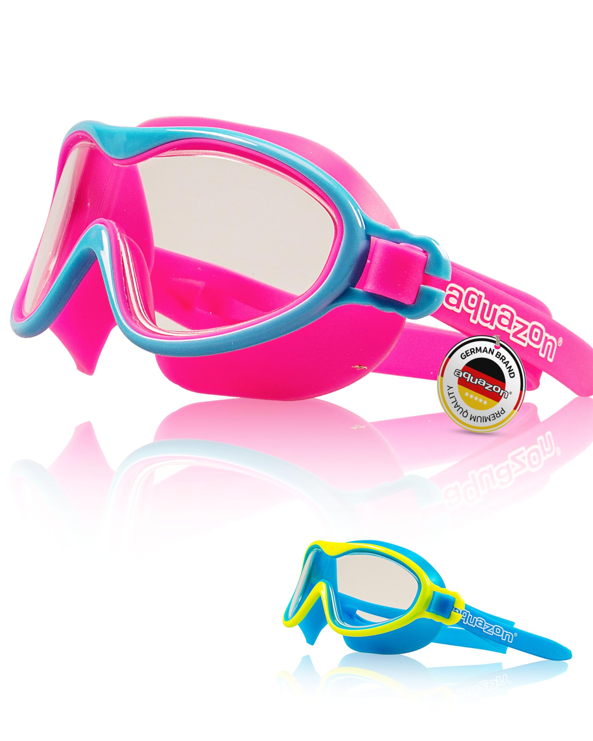 AQUAZON WAVE Junior Gafas de natación para niños, gafas de snorkel, gafas de buceo, para niños, de 3 a 7 años, muy resistentes, gran ajuste