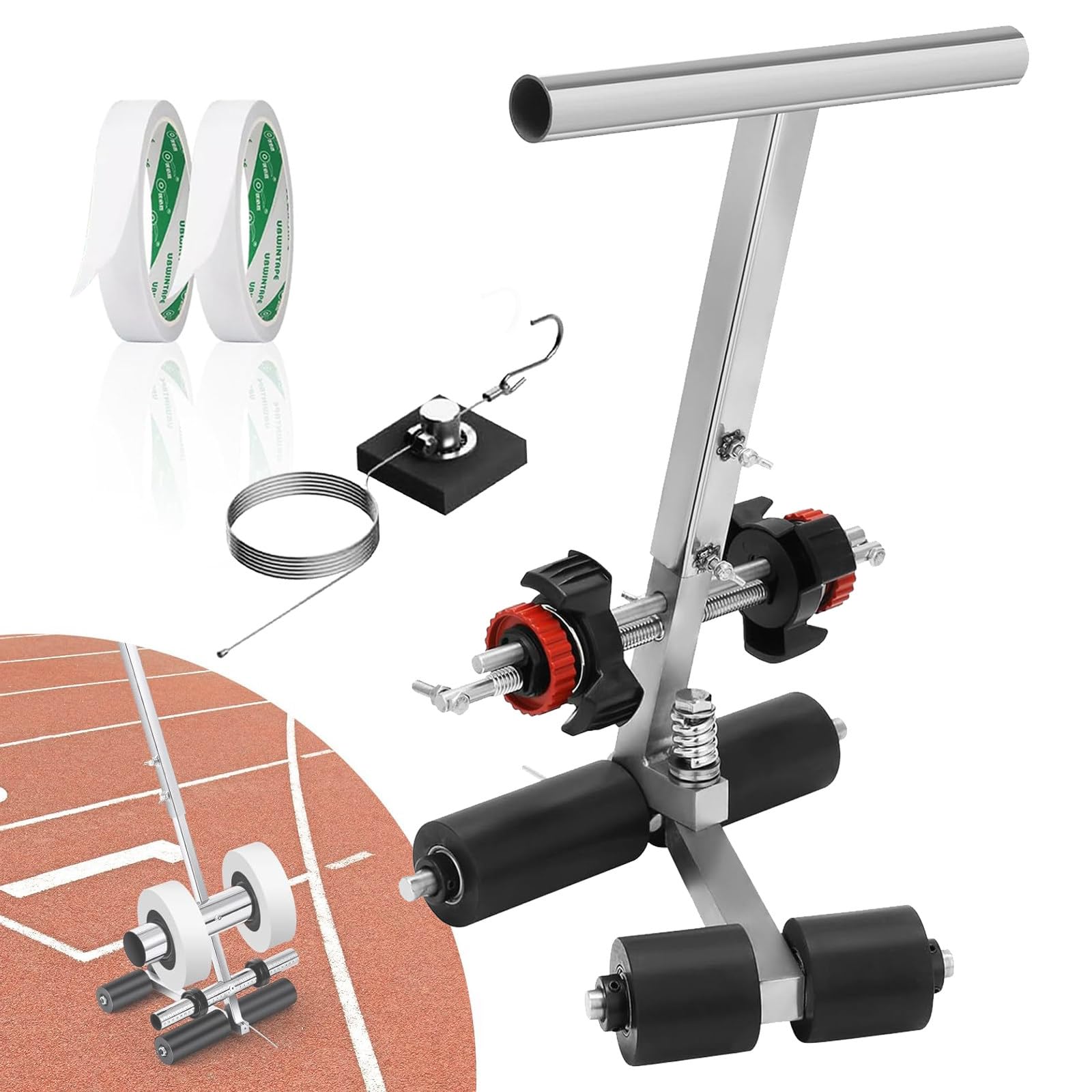 Aioneer Floor Tape Applicator Court Line Tape Machine With Drawing Circle Kit, Masking Tape Marking Equipment For Asphalt Or Concrete, Driveway, Road Warning