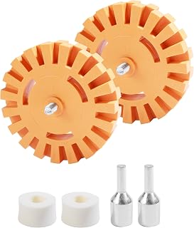 Eraser Wheel,Car Accessories Decal Remover,Sticker Remover Tool,Eraser Wheel for Drill,Rubber Eraser Wheel with Drill Adapter,Used to Removes Adhesives,Vinyl Tapes on Car,Boat (2 Pack Slotted)