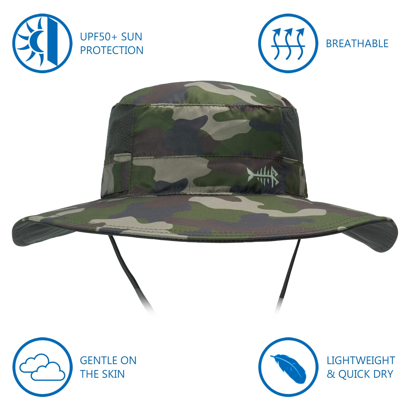 Bassdash UPF 50+ Sombrero de Pesca Solar Resistente al Agua con Solapa de Cuello Desmontable — view 2