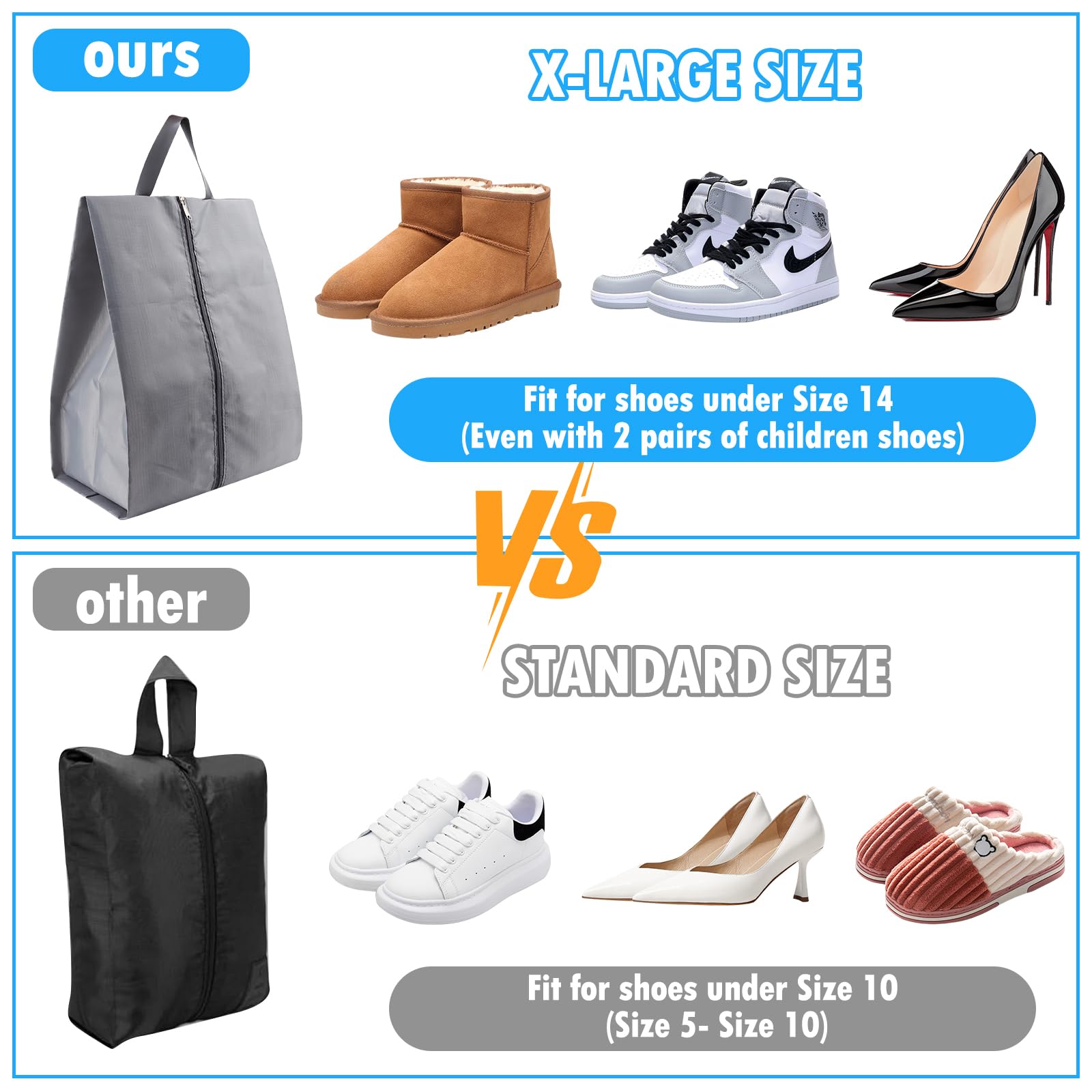 4 Sacche Per Scarpe Da Viaggio Impermeabili - Borsa Multiuso Per Scarpe, Vestiti, Trucco E Accessori - Foto 11