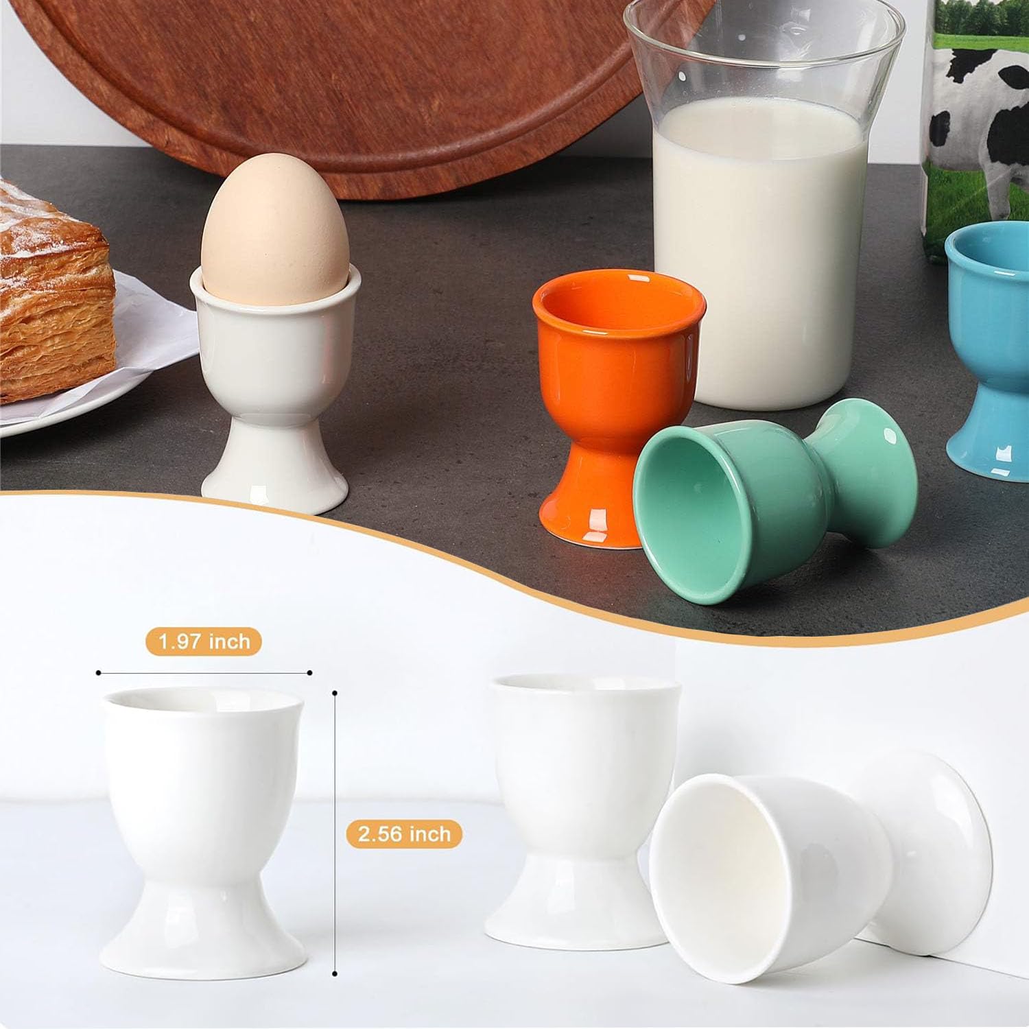 Lot De 6 Coquetiers Pollito 100% Céramique Rouge Brillant