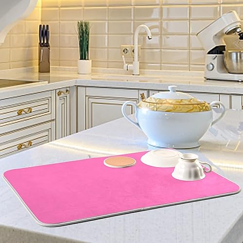 Miniatura 6 de Tapete de secado de platos grande color rosa intenso XL para platos, accesorios de cocina, mostrador, almohadilla escurridor de platos de