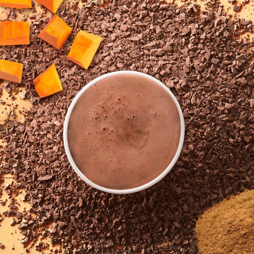 Image of Hotel Chocolat Hot Chocolate Mix - Pumpkin Spice Drinking Chocolate with Real Chocolate Flakes, 10 Servings, Gourmet Cocoa