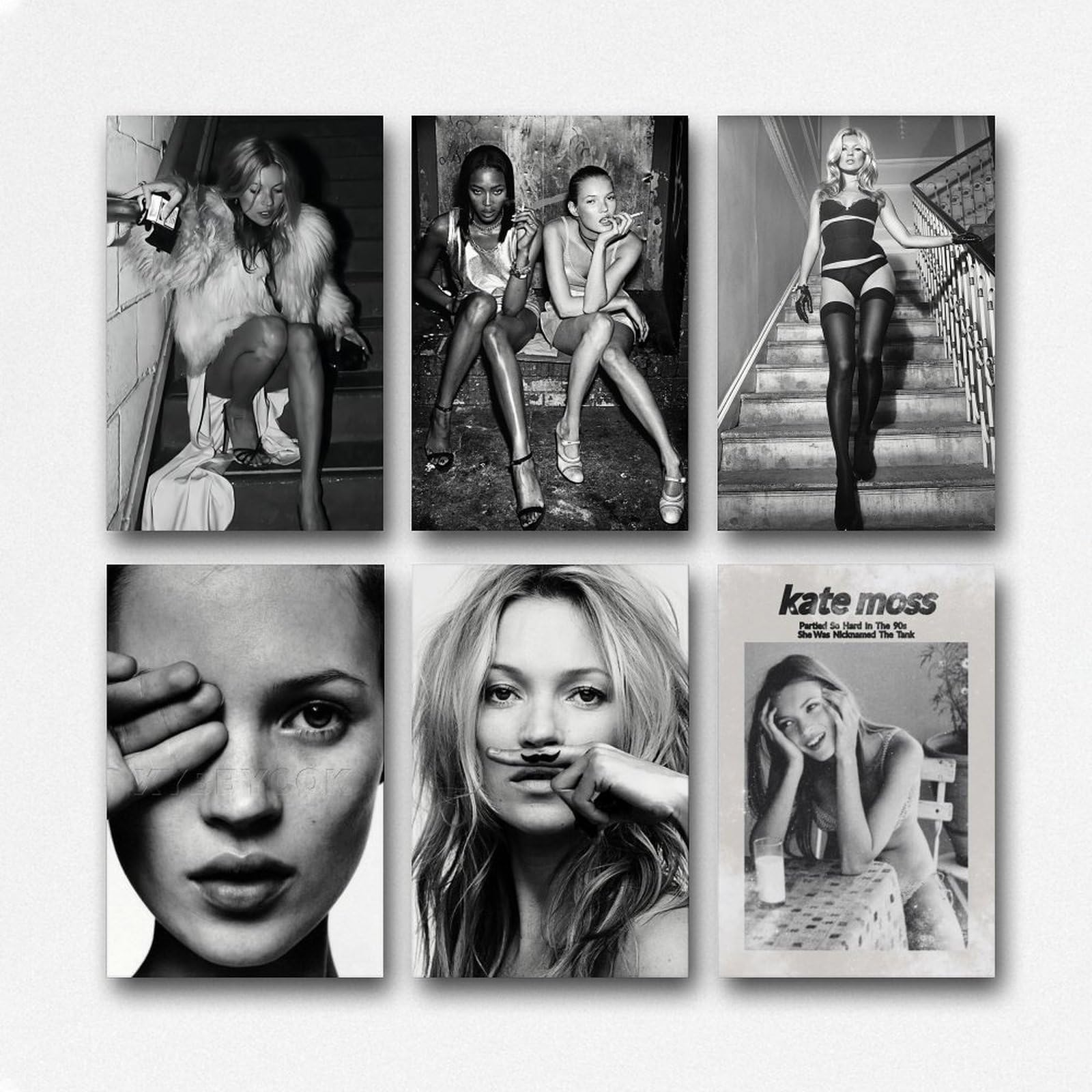 Kate Poster Moss Model Vintage Cover Music Poster for Room Aesthetic Canvas Wall Art Bedroom Decor 20x30cm
