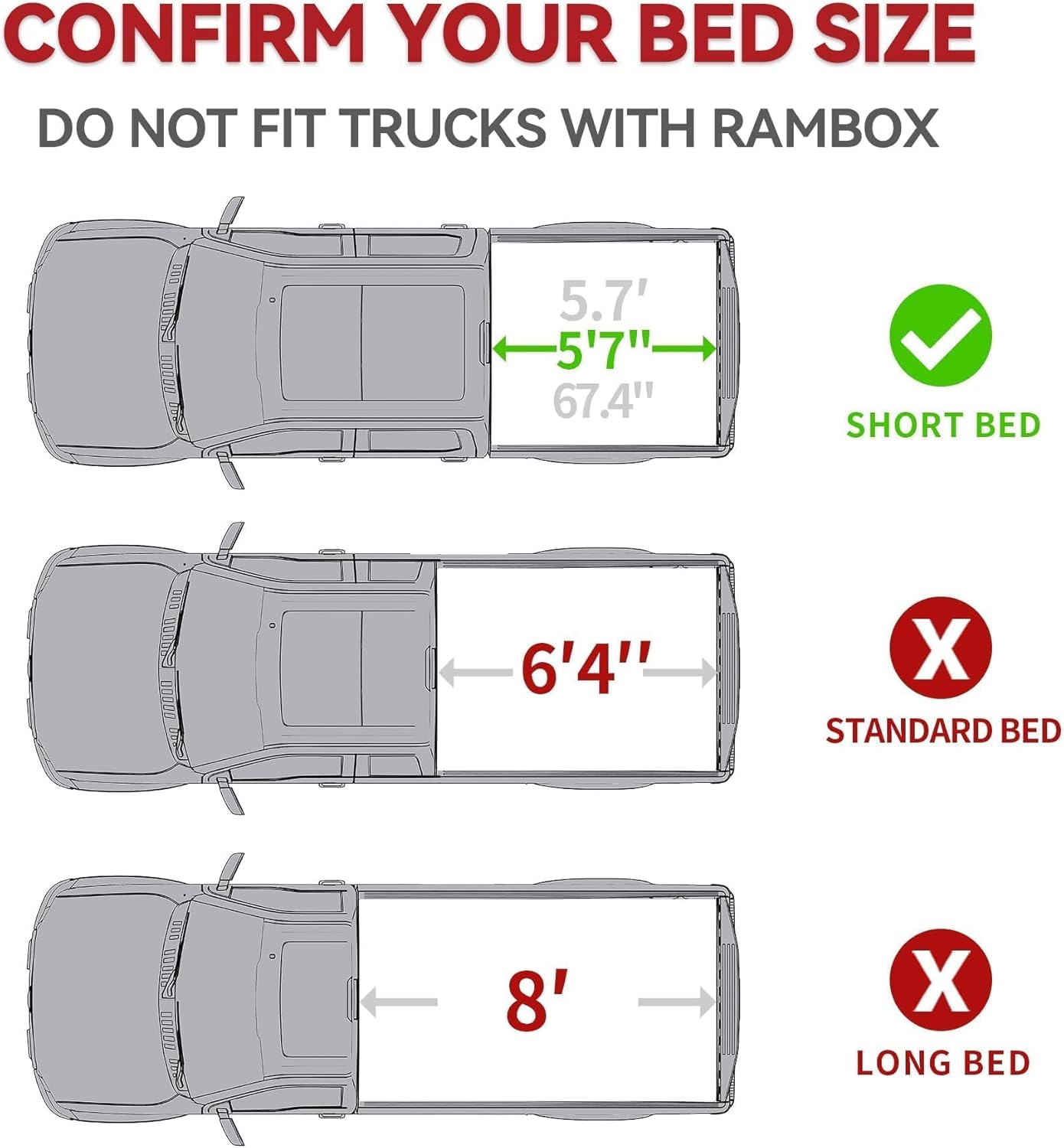 YITAMOTOR FRP Hard Tri-Fold Truck Bed Tonneau Cover Fits for Dodge Ram 1500 New Body Style 2019 2020 2021 2022 2023 2024 2025, 5.7 ft Bed Without Rambox