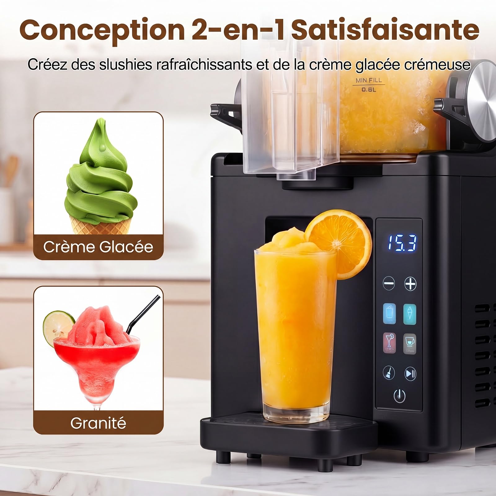 COSTWAY Machine à Granita Électrique 1,5 L, pour Restaurant, Bar