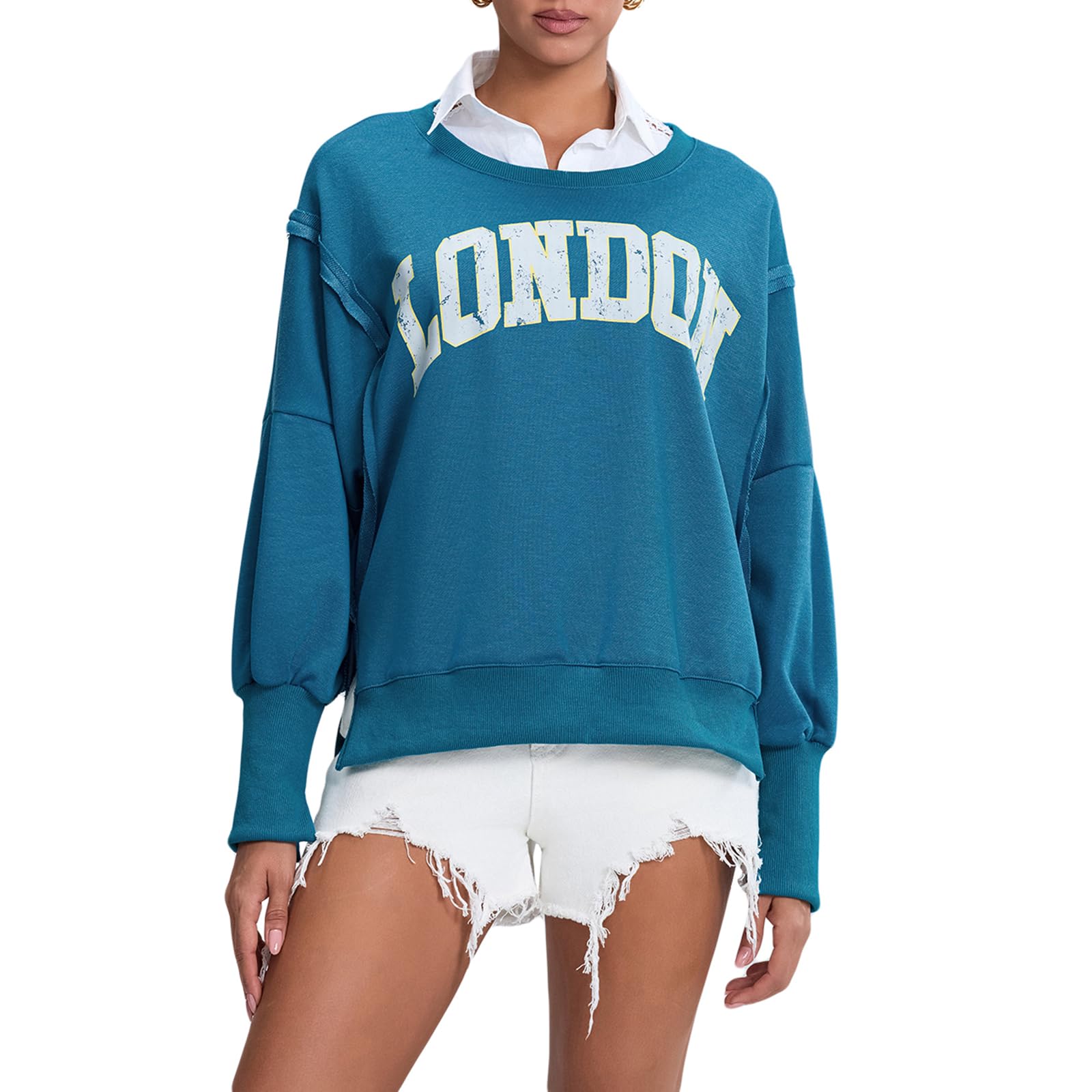 Crewneck Graphic Sweatshirt Y2k Women Teen Girl Long Sleeve Oversized Cute Beach Loose Sweater Vintage Pullover Top